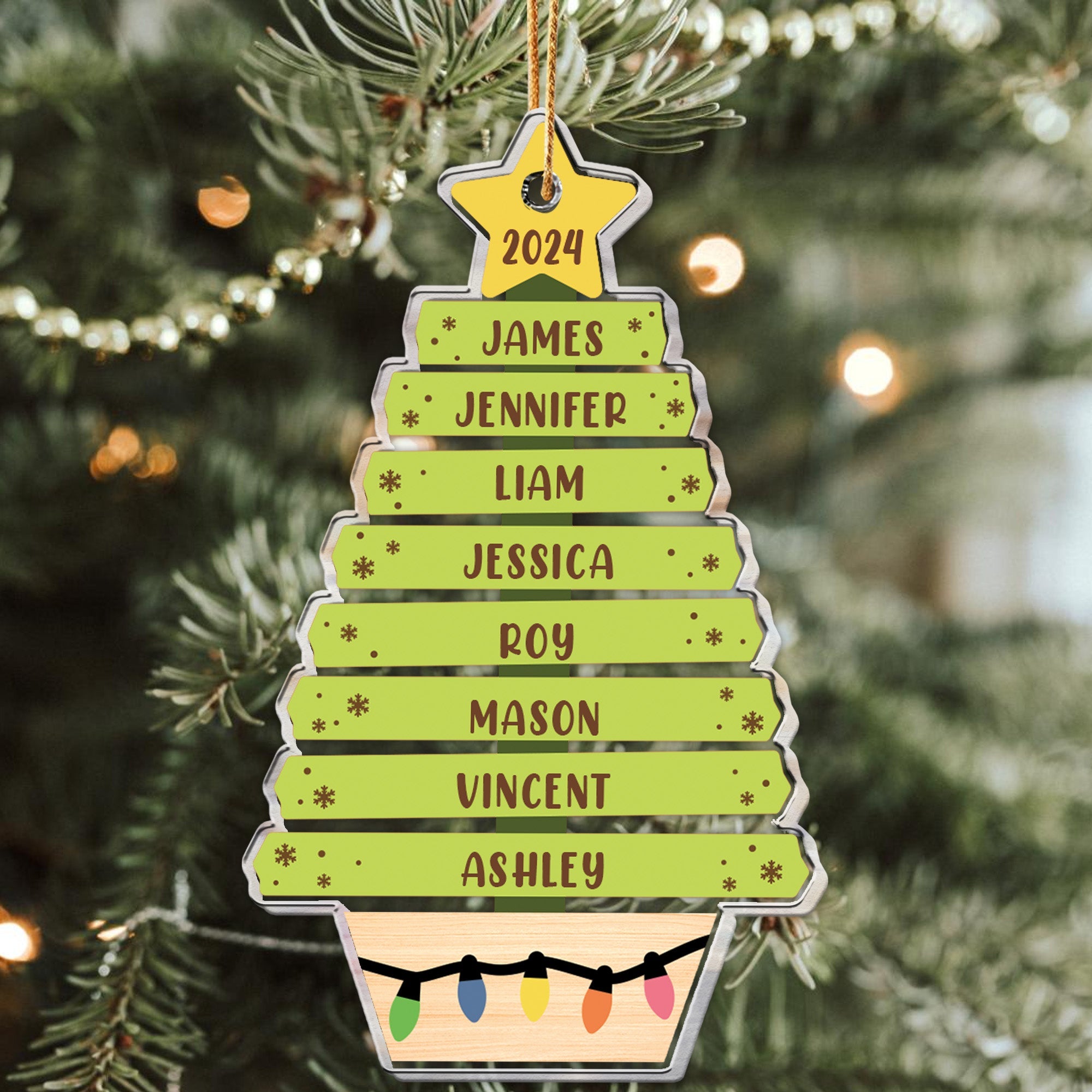 Custom Family Name Christmas Tree - Personalized Acrylic Ornament ORN0810