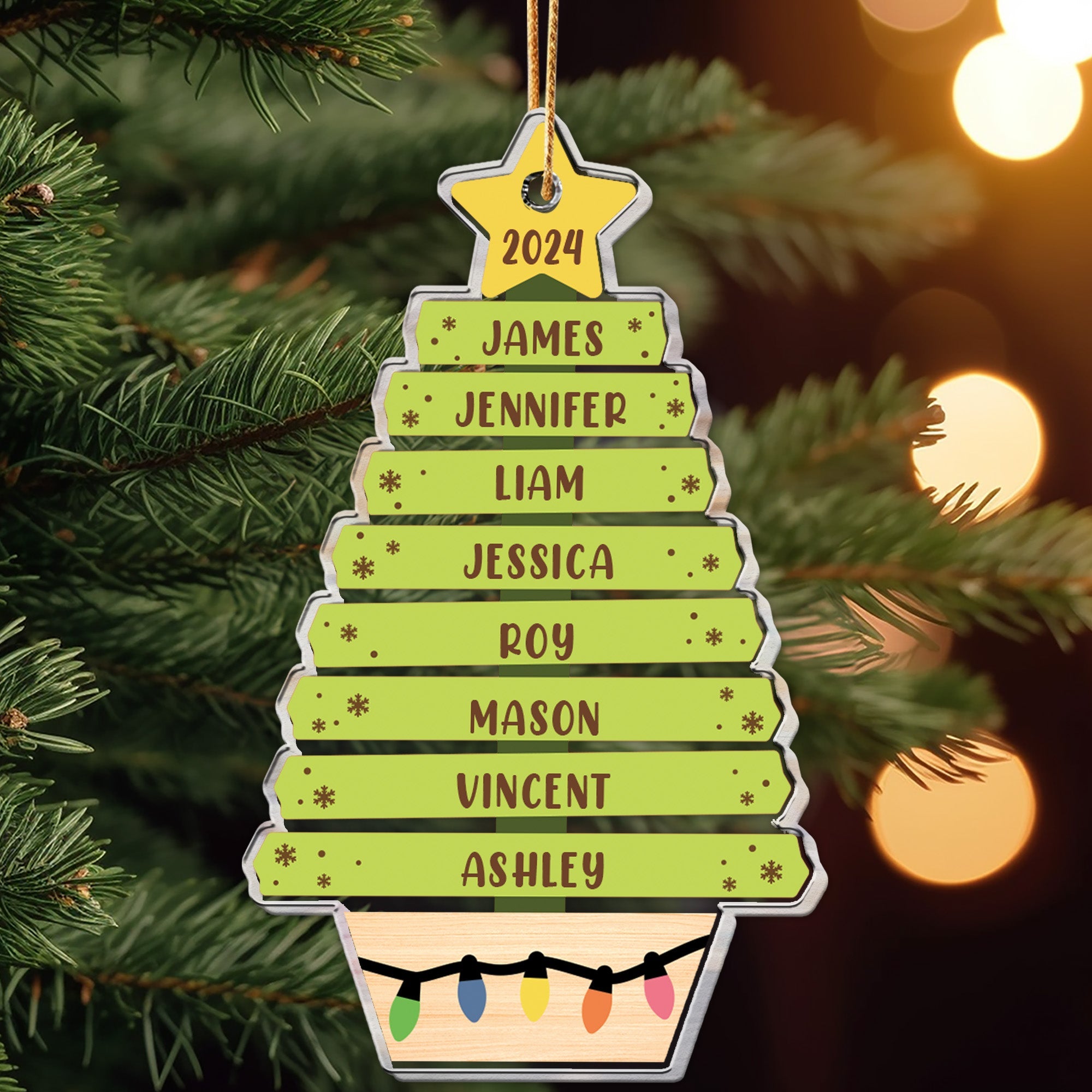 Custom Family Name Christmas Tree - Personalized Acrylic Ornament ORN0810