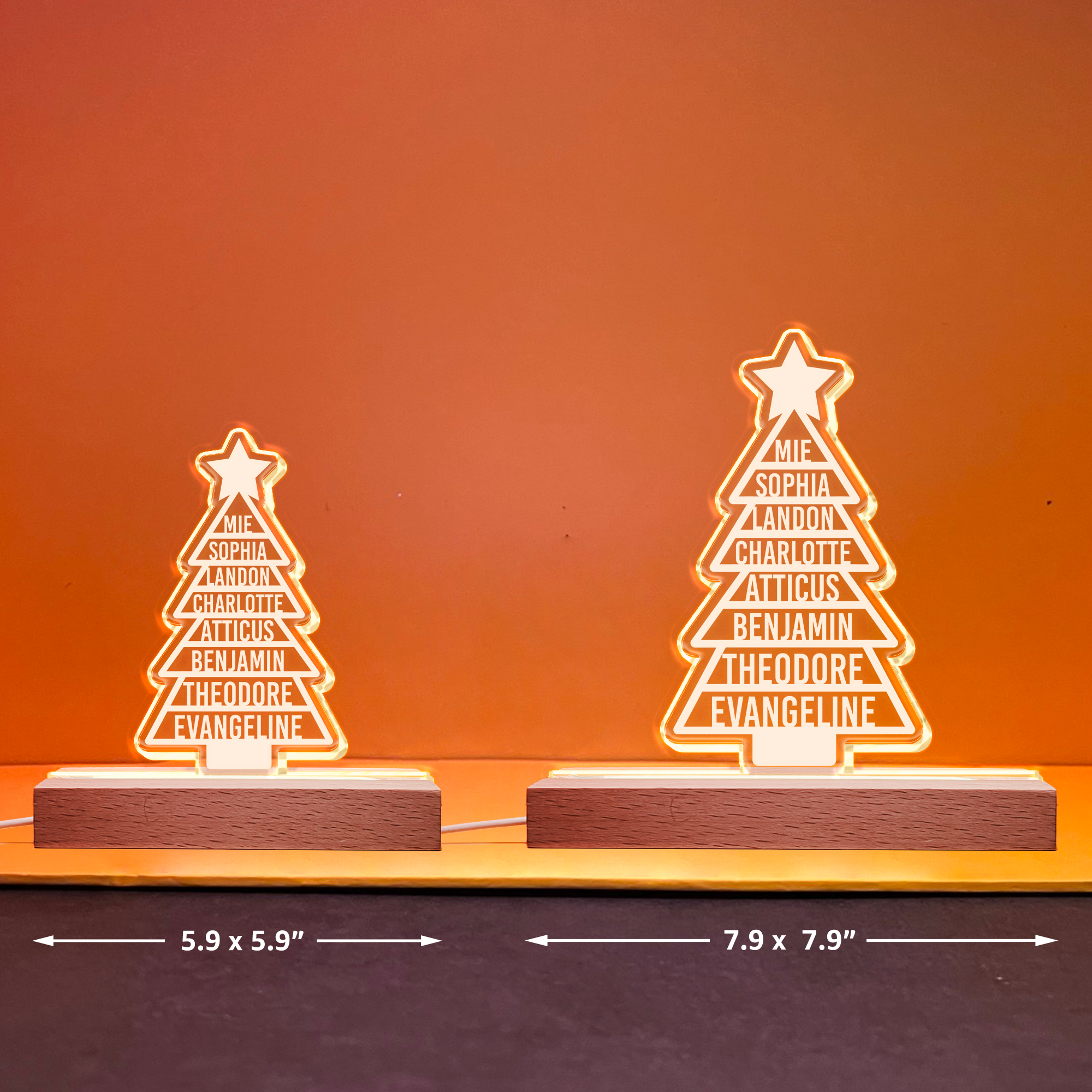 Custom Family Names 2023 Christmas Tree - Personalized LED Light ORNA1210