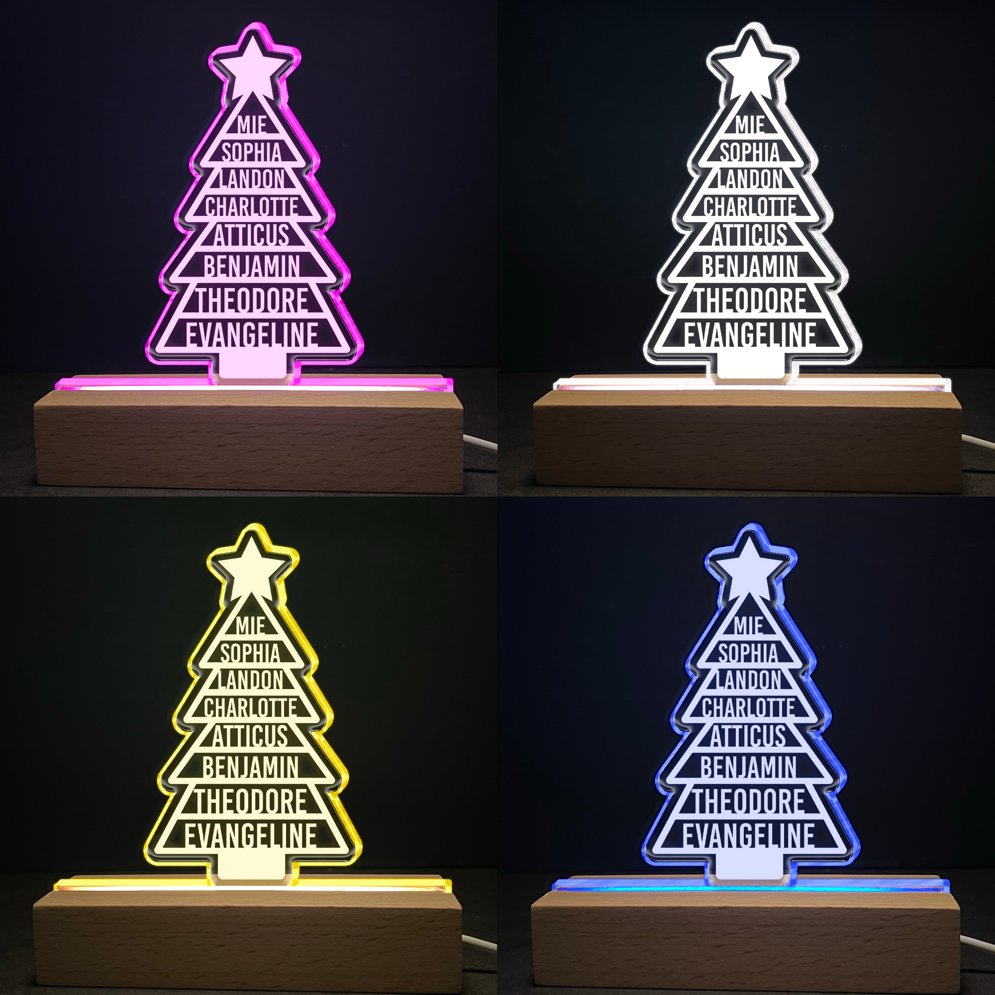 Custom Family Names 2023 Christmas Tree - Personalized LED Light ORN0810