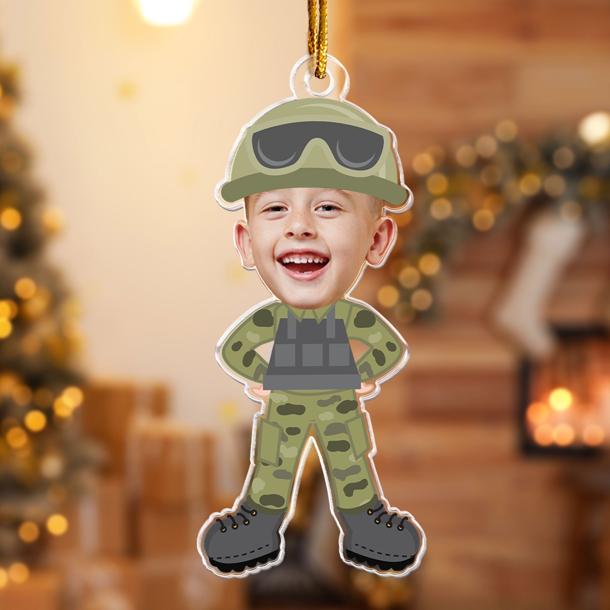 Custom Kid Face Army - Personalized Acrylic Photo Ornament ORNA1210