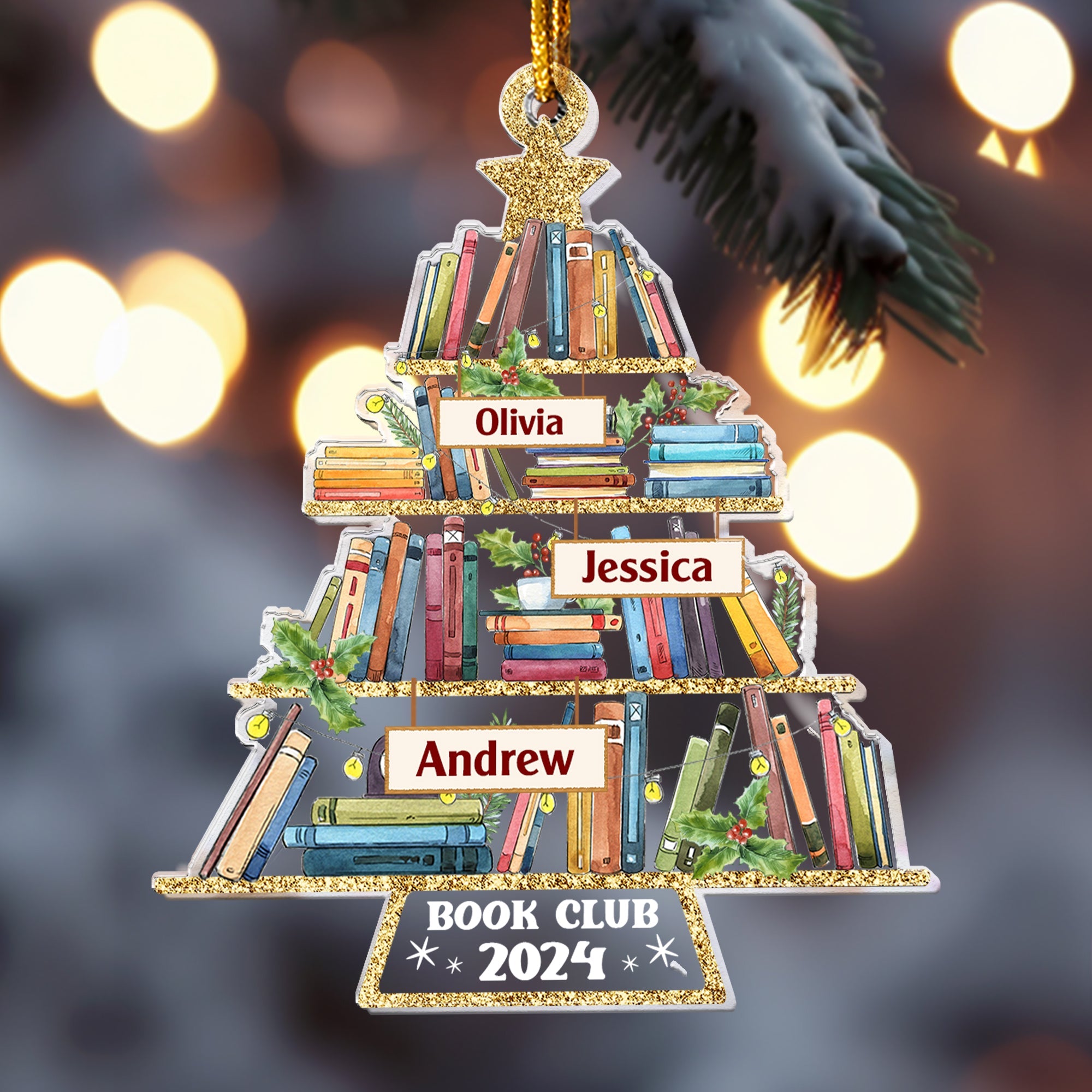 Custom Name Book Club - Personalized Acrylic Ornament ORN0810