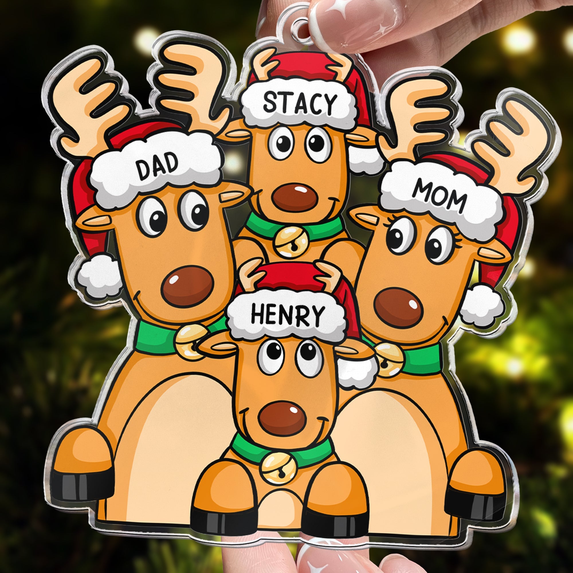 Custom Name Reindeer Xmas - Personalized Acrylic Ornament ORN0810