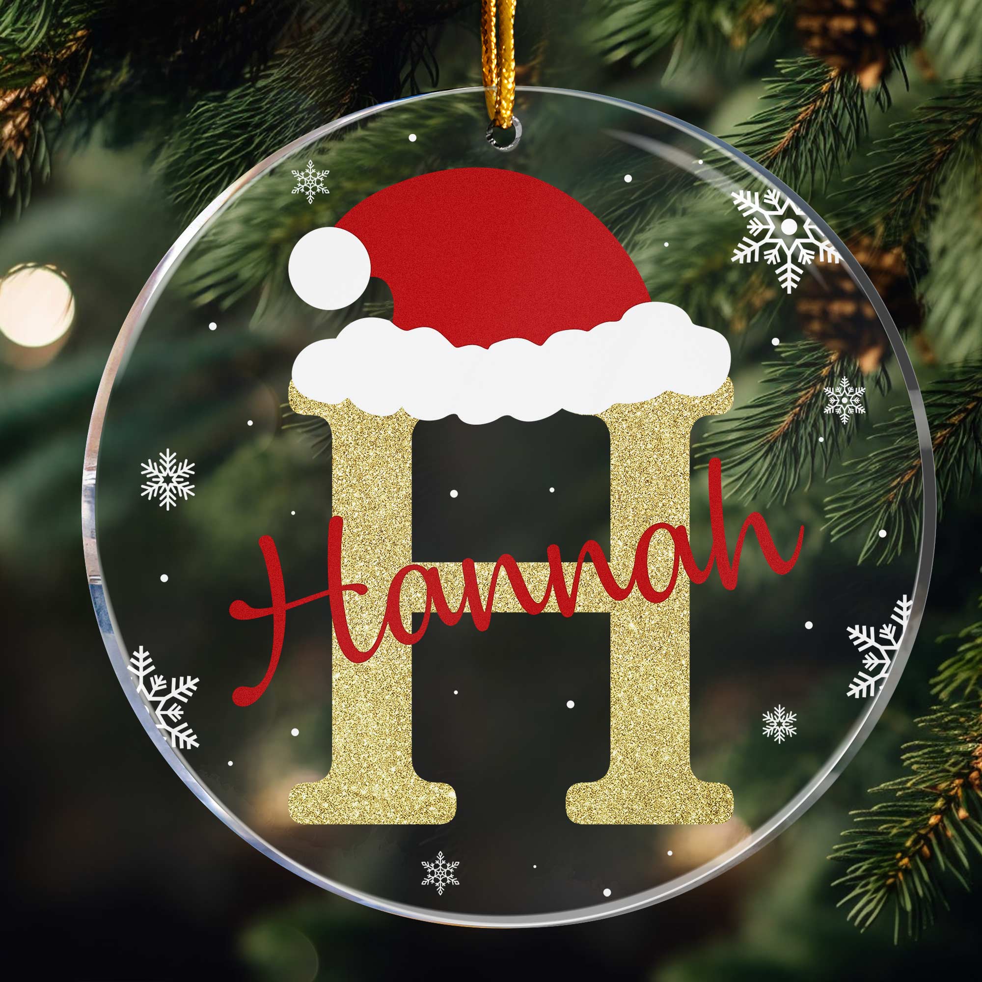 Custom Name Santa Hat - Personalized Acrylic Ornament ORN0810