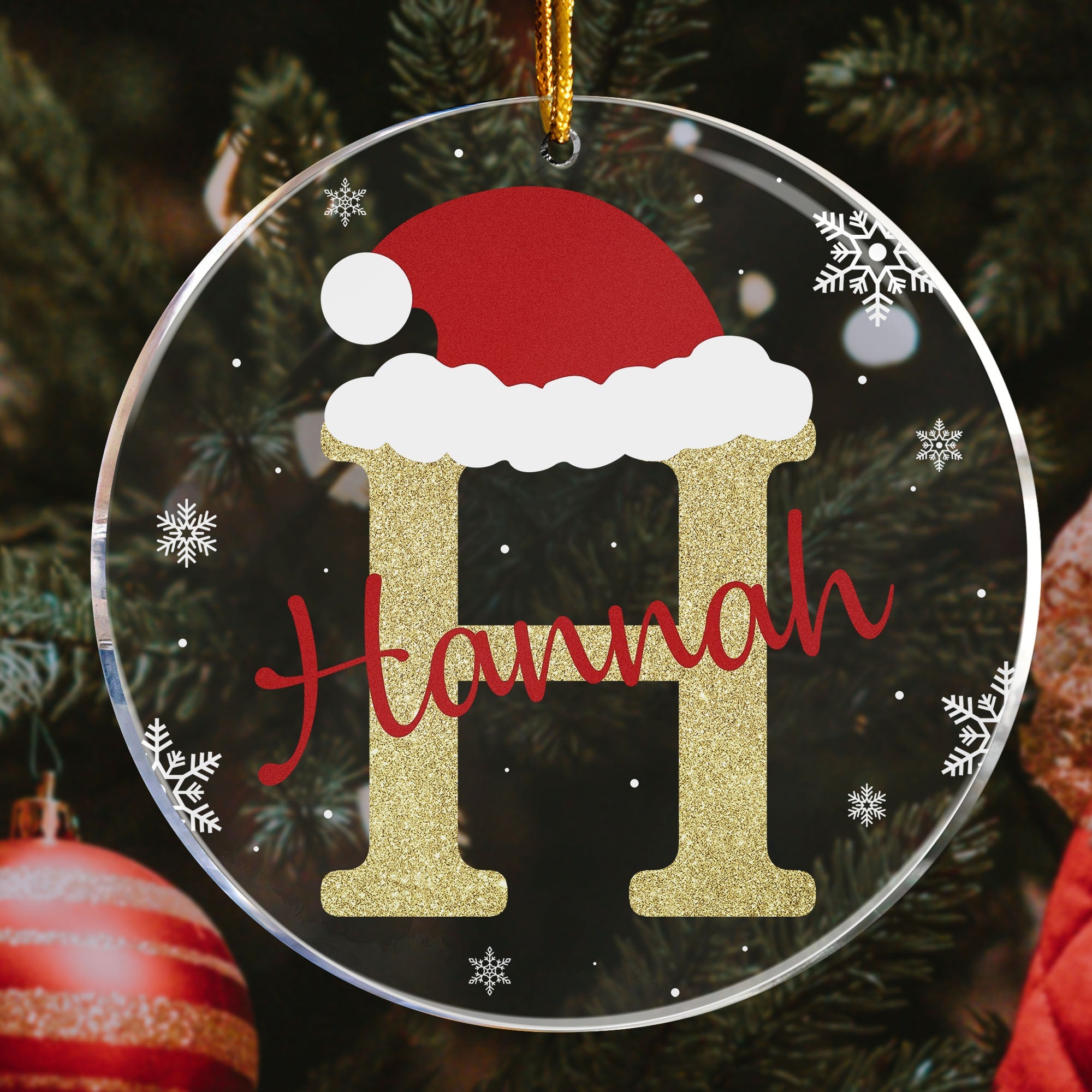 Custom Name Santa Hat - Personalized Acrylic Ornament ORN0810