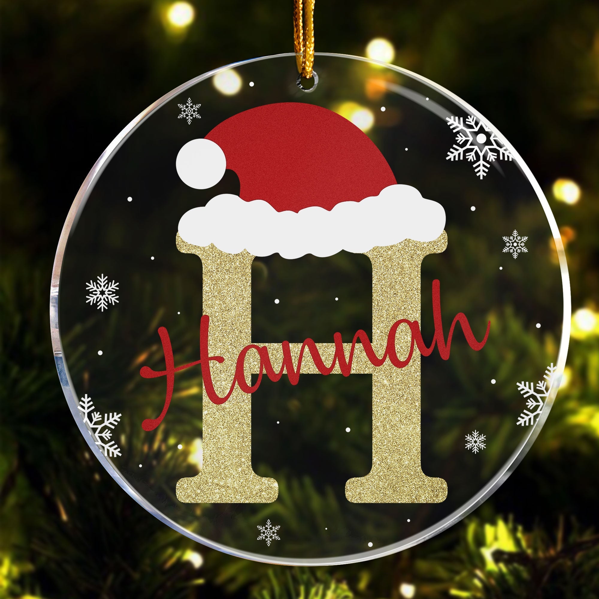 Custom Name Santa Hat - Personalized Acrylic Ornament ORN0810