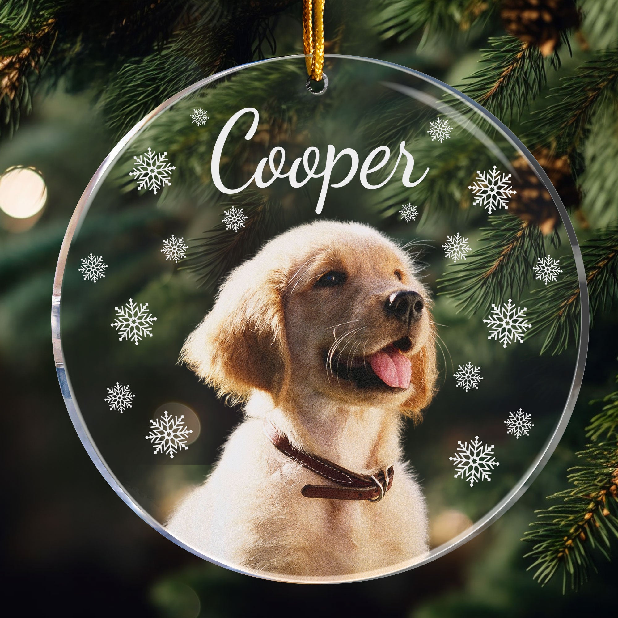 Custom Pet Face - Snowflake - Personalized Acrylic Photo Ornament ORN0810