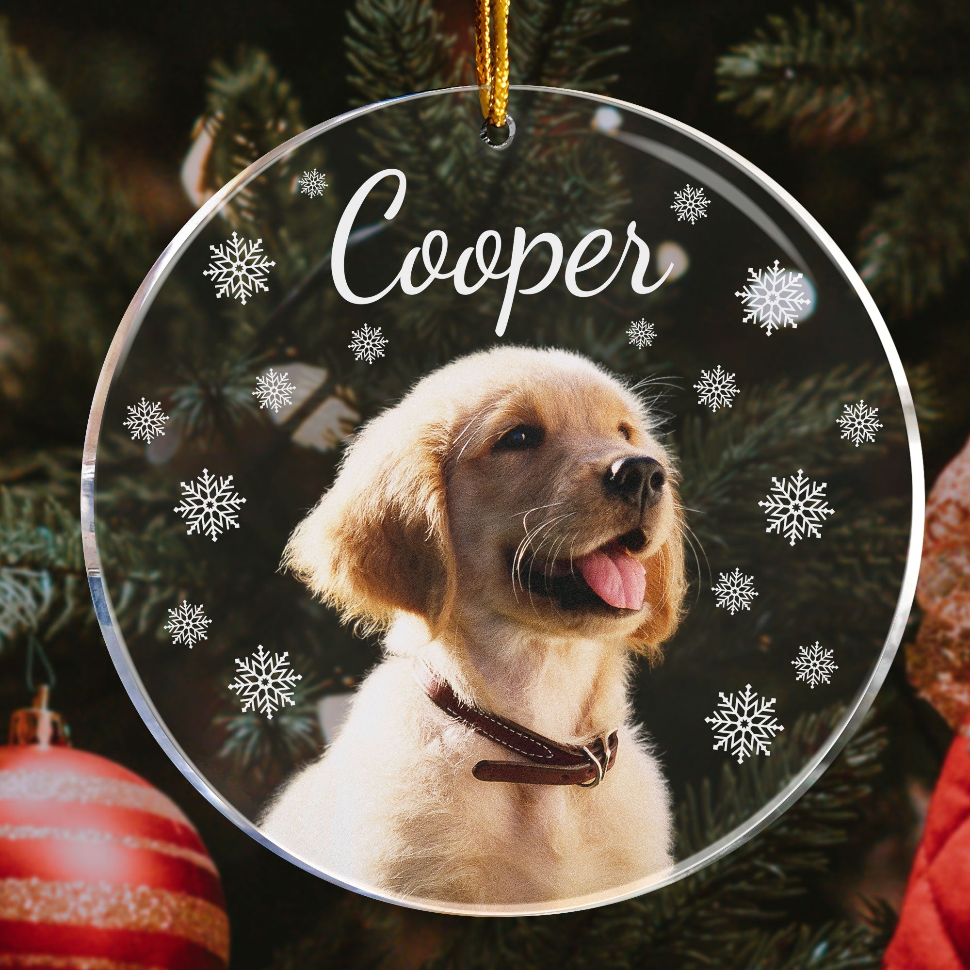 Custom Pet Face - Snowflake - Personalized Acrylic Photo Ornament ORN0810