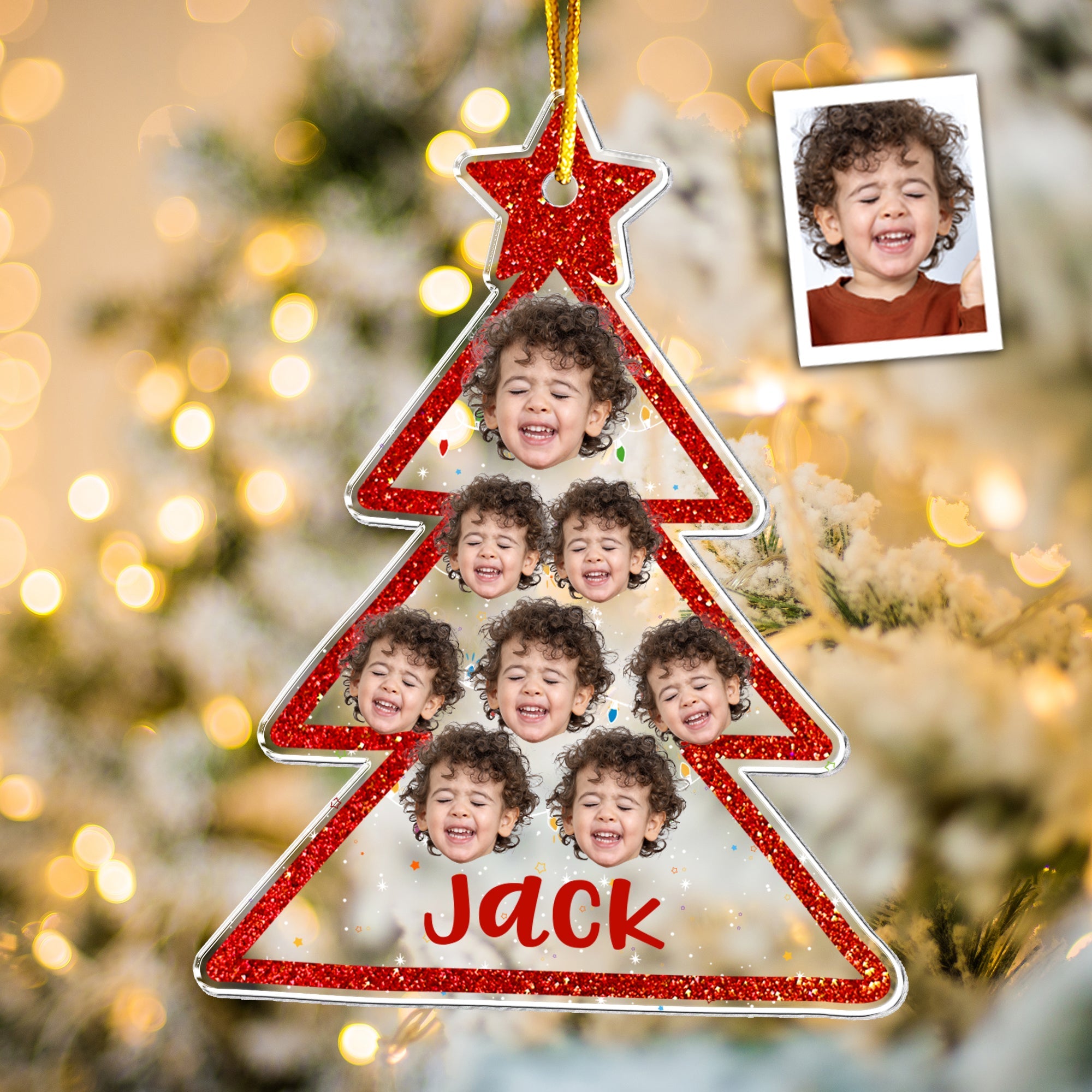 Custom Photo Christmas Tree - Personalized Acrylic Photo Ornament ORN0810