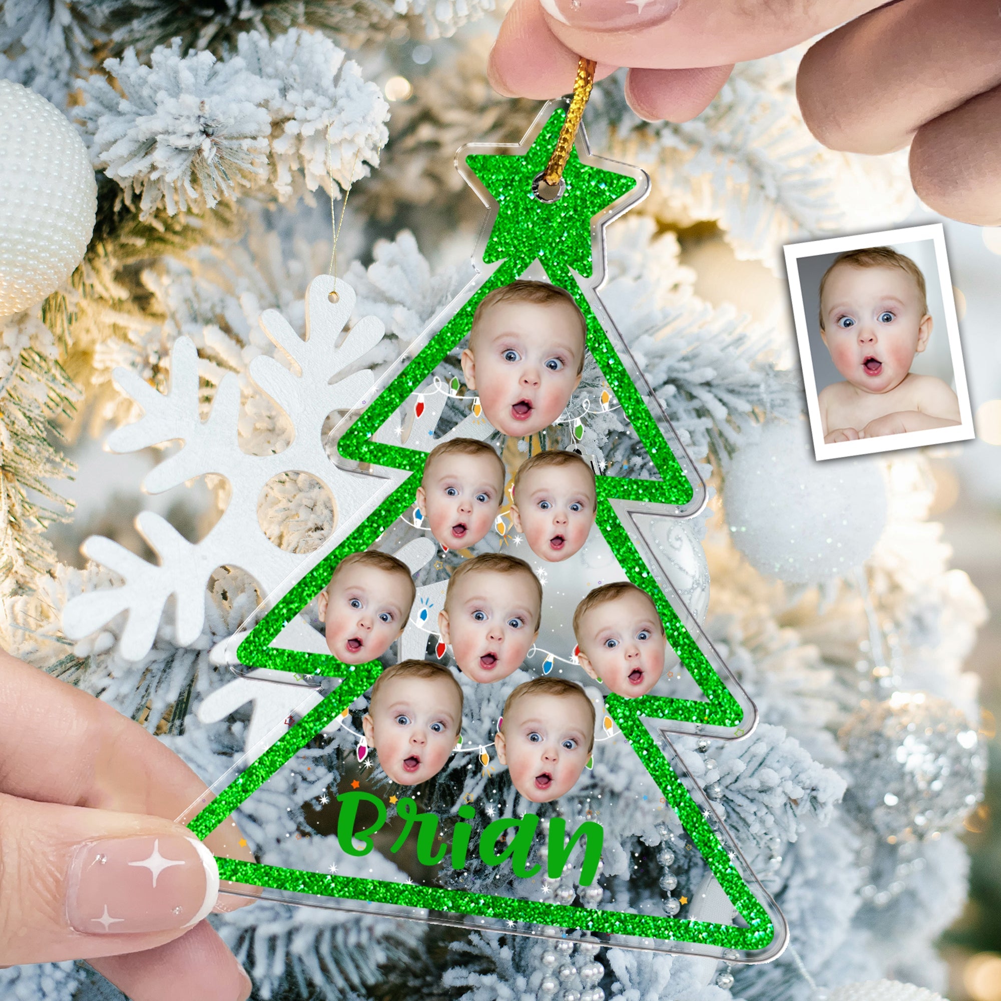 Custom Photo Christmas Tree - Personalized Acrylic Photo Ornament ORN0810