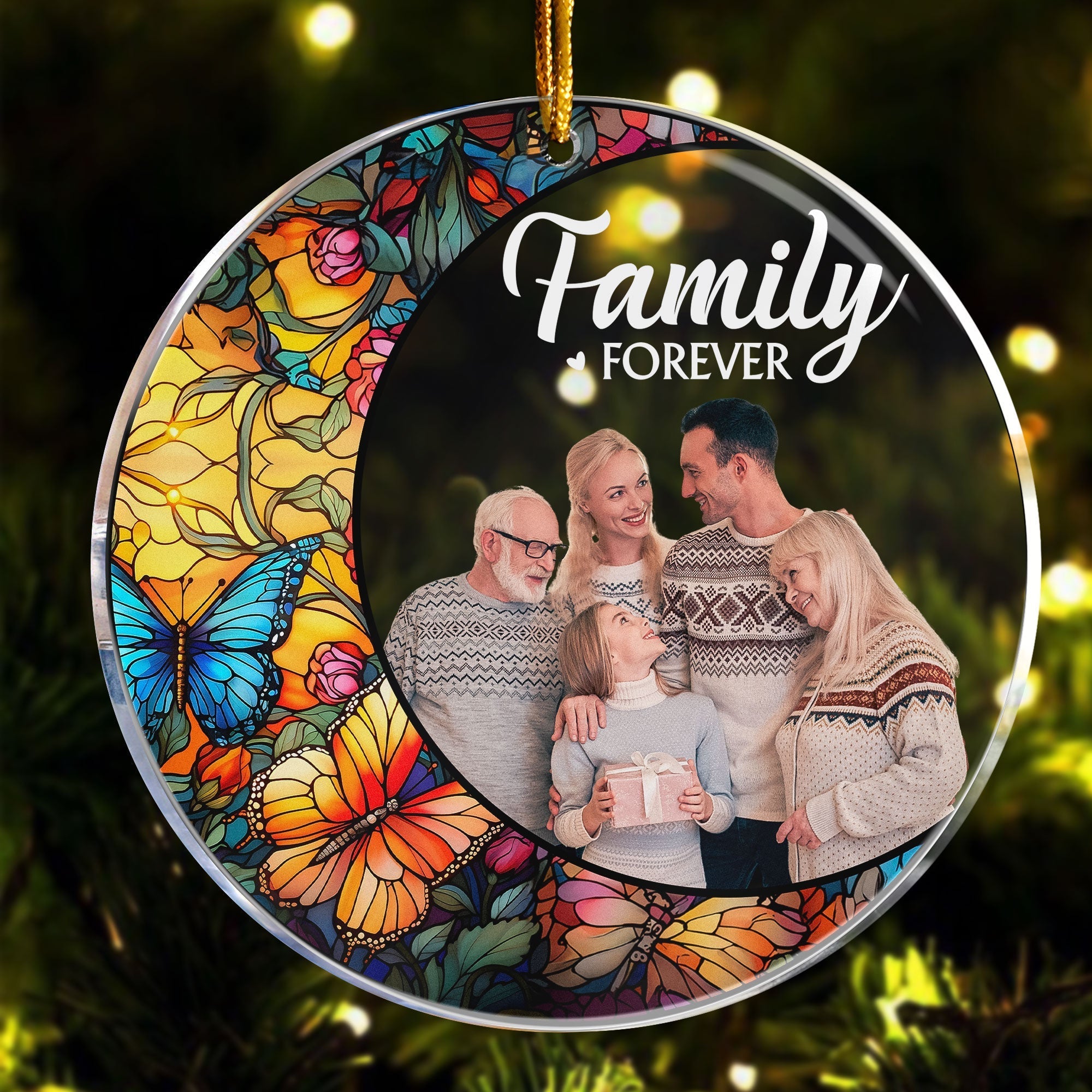 Custom Photo Family - Stained Glass  - Personalized Acrylic Photo Ornament ORN0810