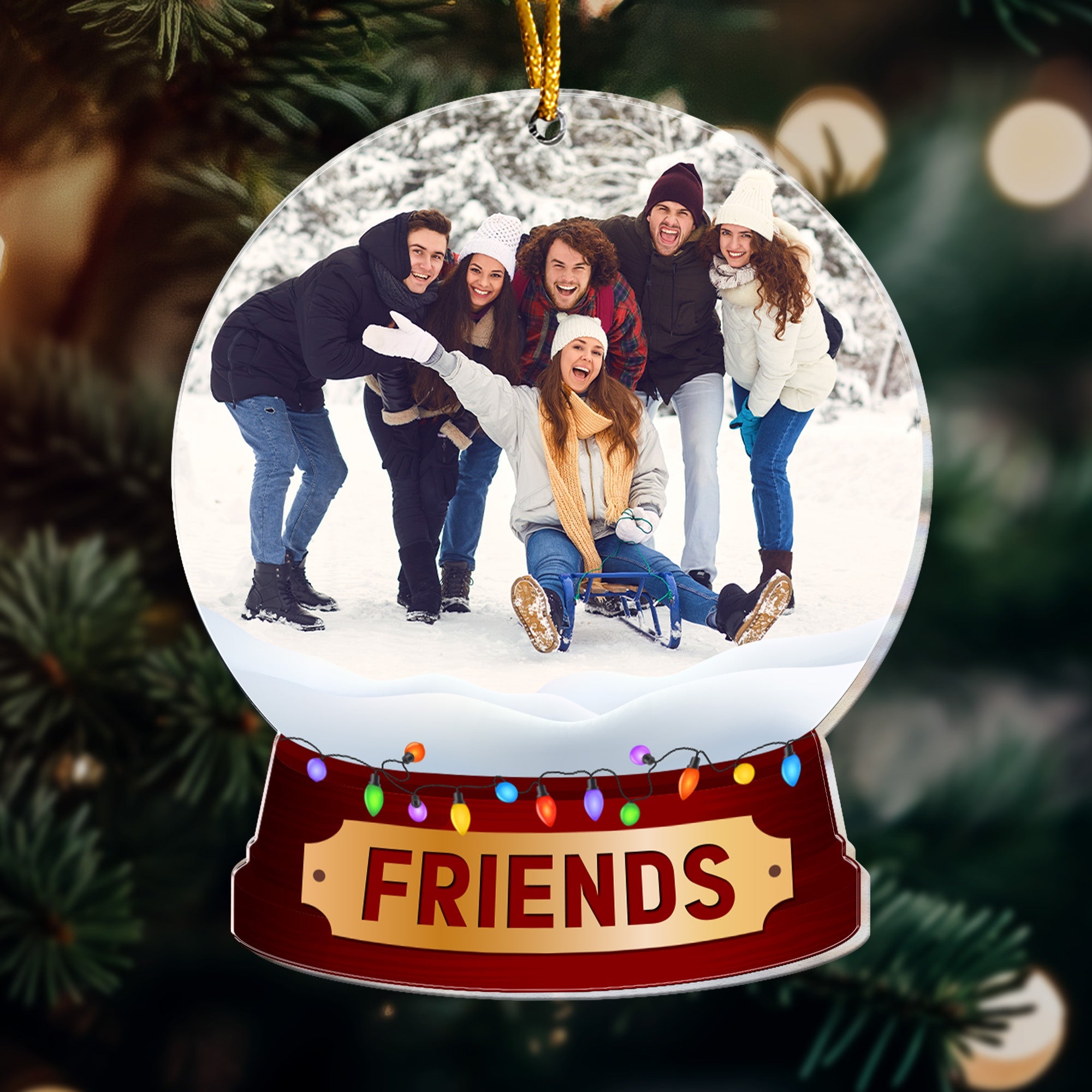 Custom Photo Family, Friends, Group Snow Globe - Personalized Acrylic Photo Ornament ORN0810
