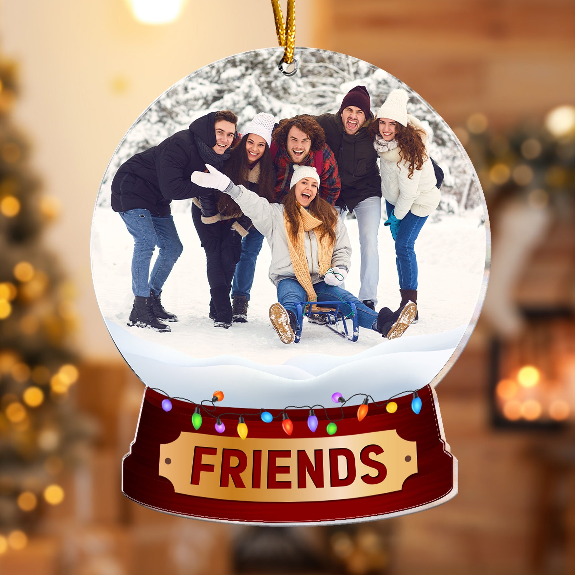 Custom Photo Family, Friends, Group Snow Globe - Personalized Acrylic Photo Ornament ORN0810