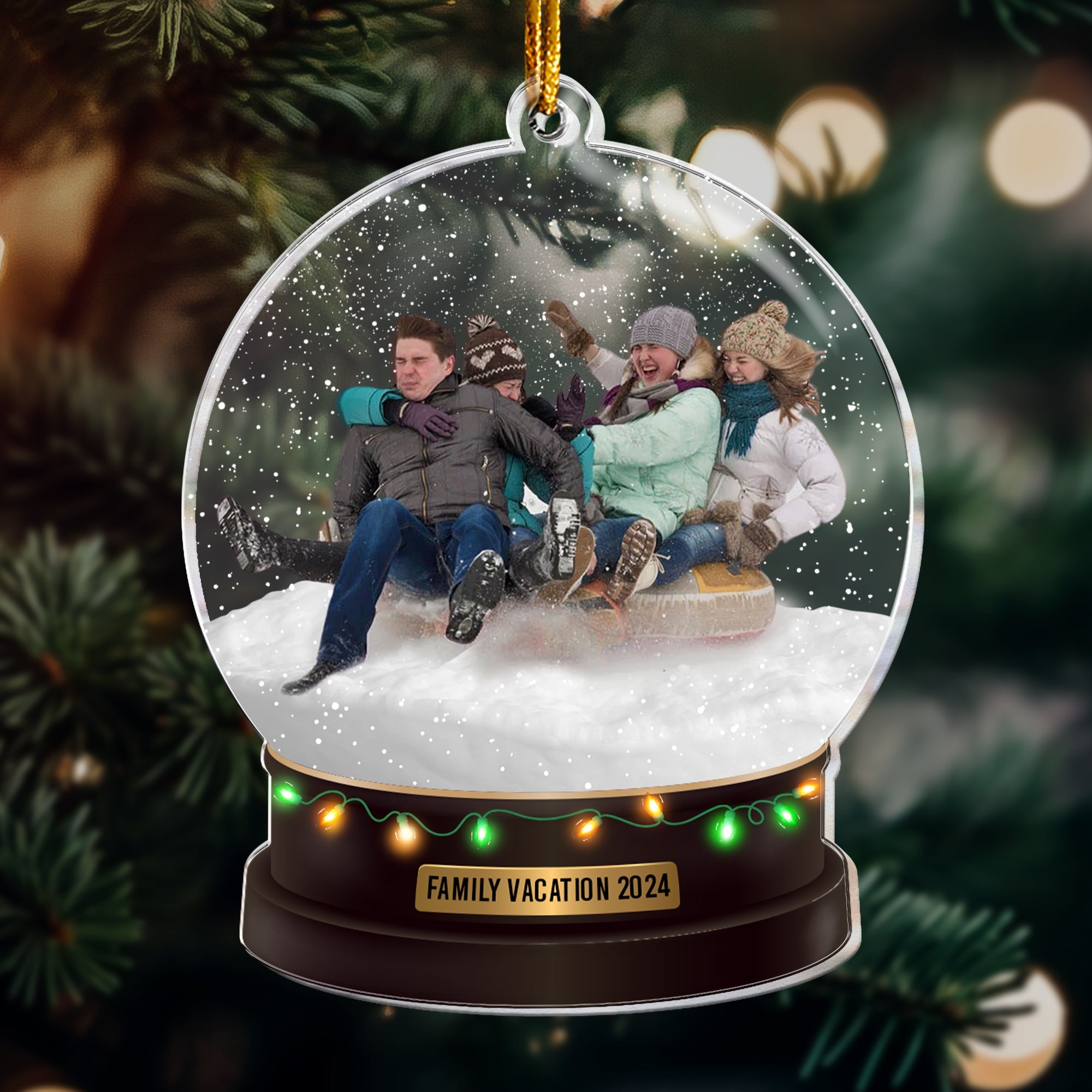 Custom Photo Family, Friends, Kids Playful Snow - Personalized Acrylic Photo Ornament ORN0810