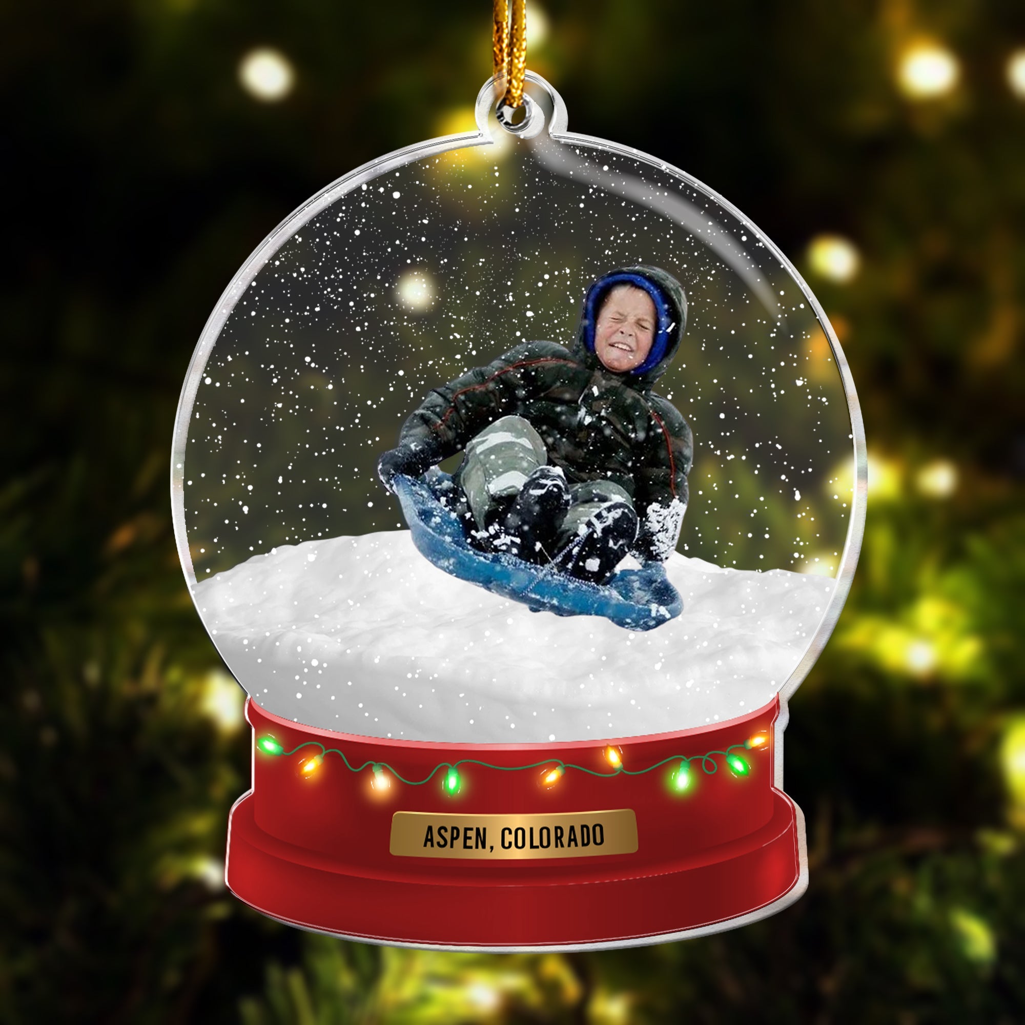 Custom Photo Family, Friends, Kids Playful Snow - Personalized Acrylic Photo Ornament ORN0810