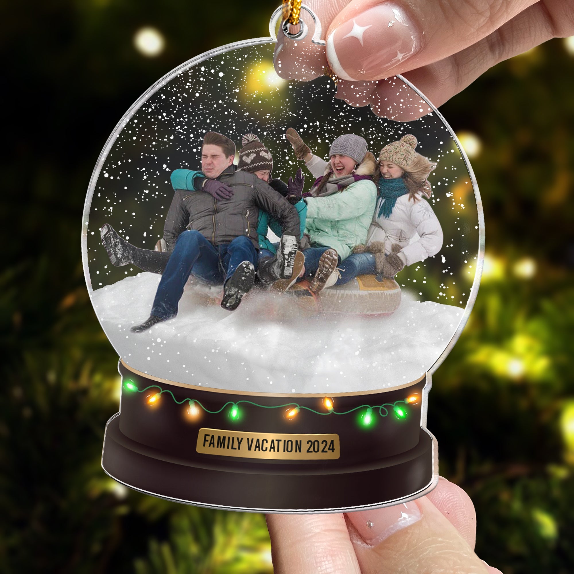 Custom Photo Family, Friends, Kids Playful Snow - Personalized Acrylic Photo Ornament ORN0810