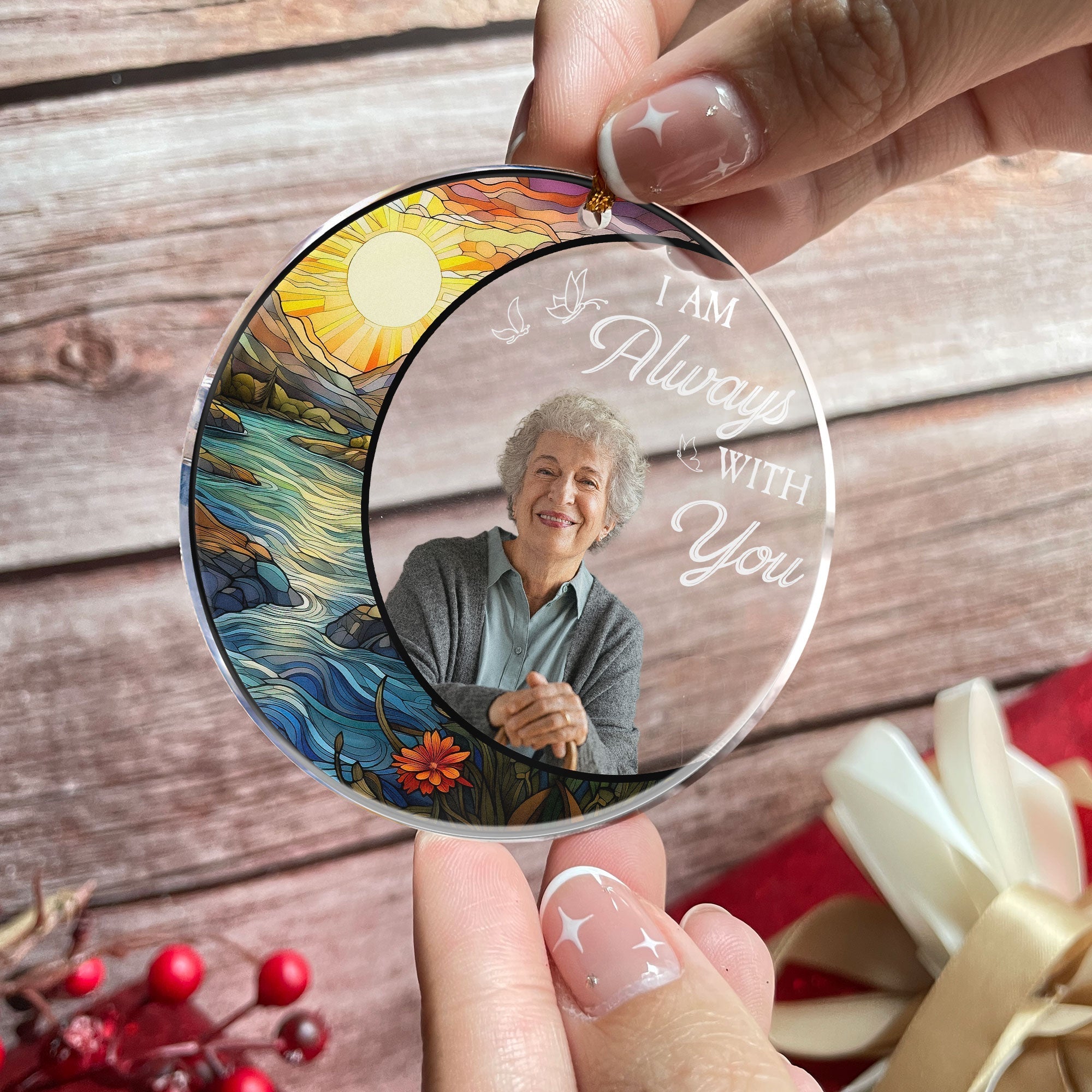 Custom Photo Fishing In Heaven - Personalized Acrylic Photo Ornament ORN0810