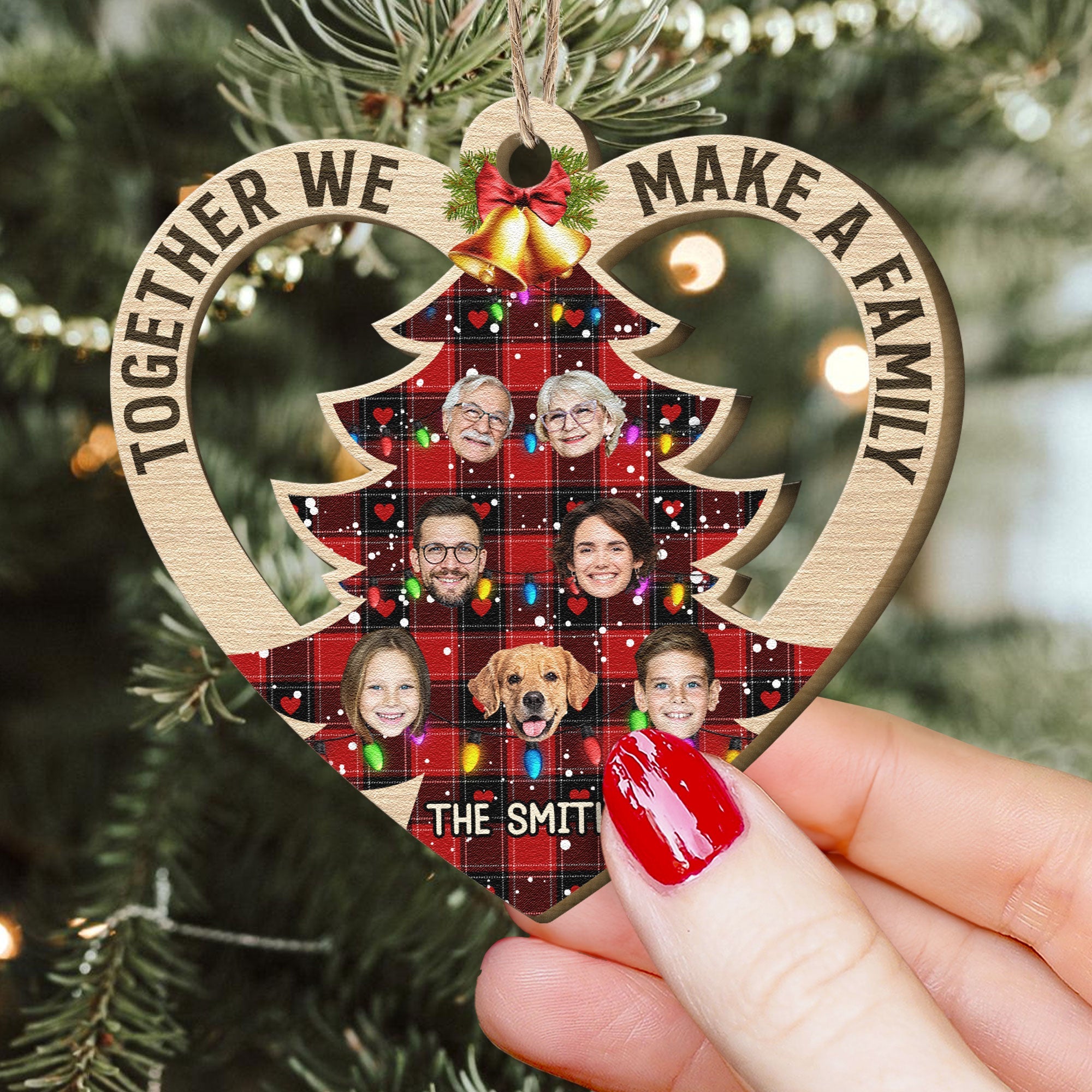 Custom Photo Xmas Tree - Personalized Photo Wooden Ornament ORN0810