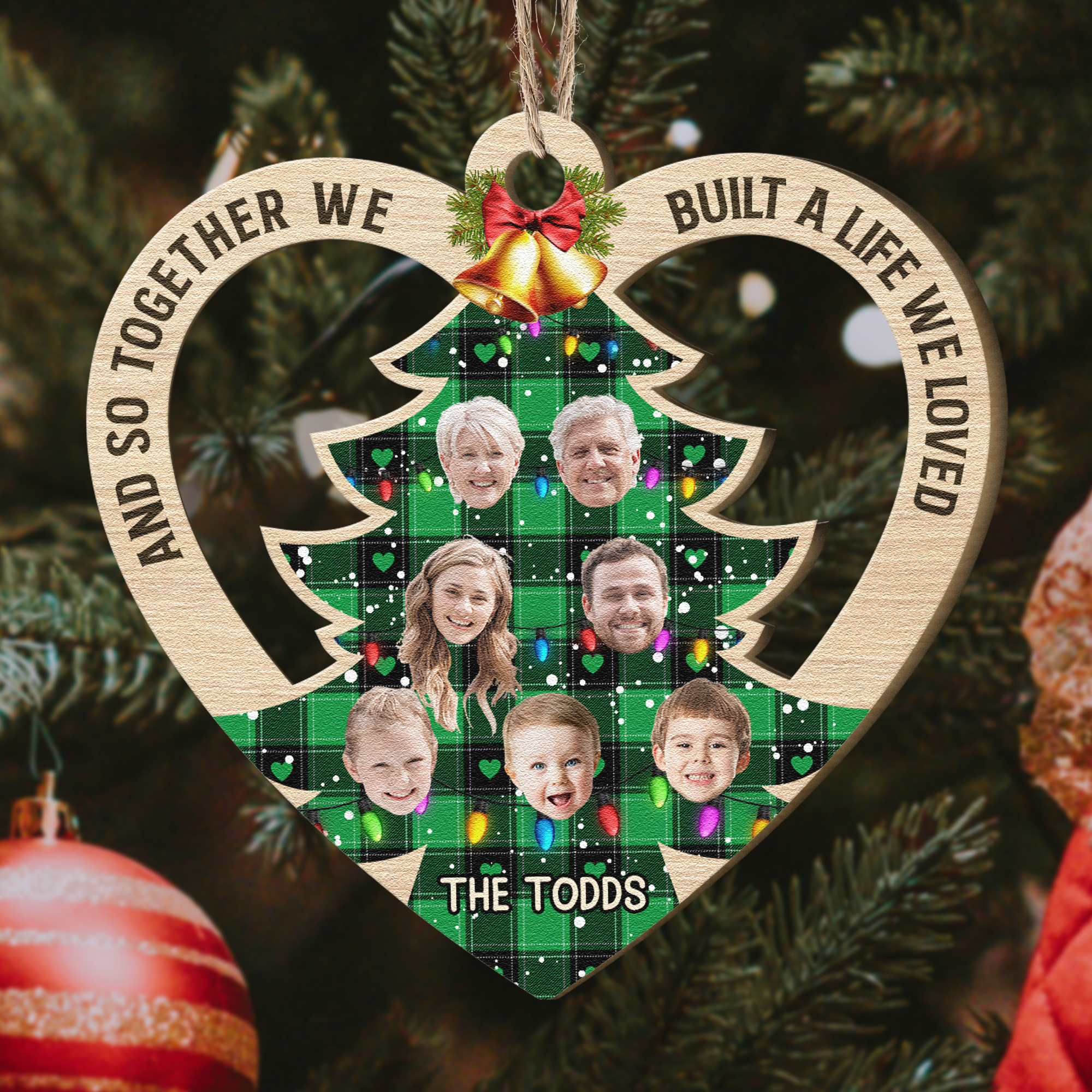 Custom Photo Xmas Tree - Personalized Photo Wooden Ornament ORN0810