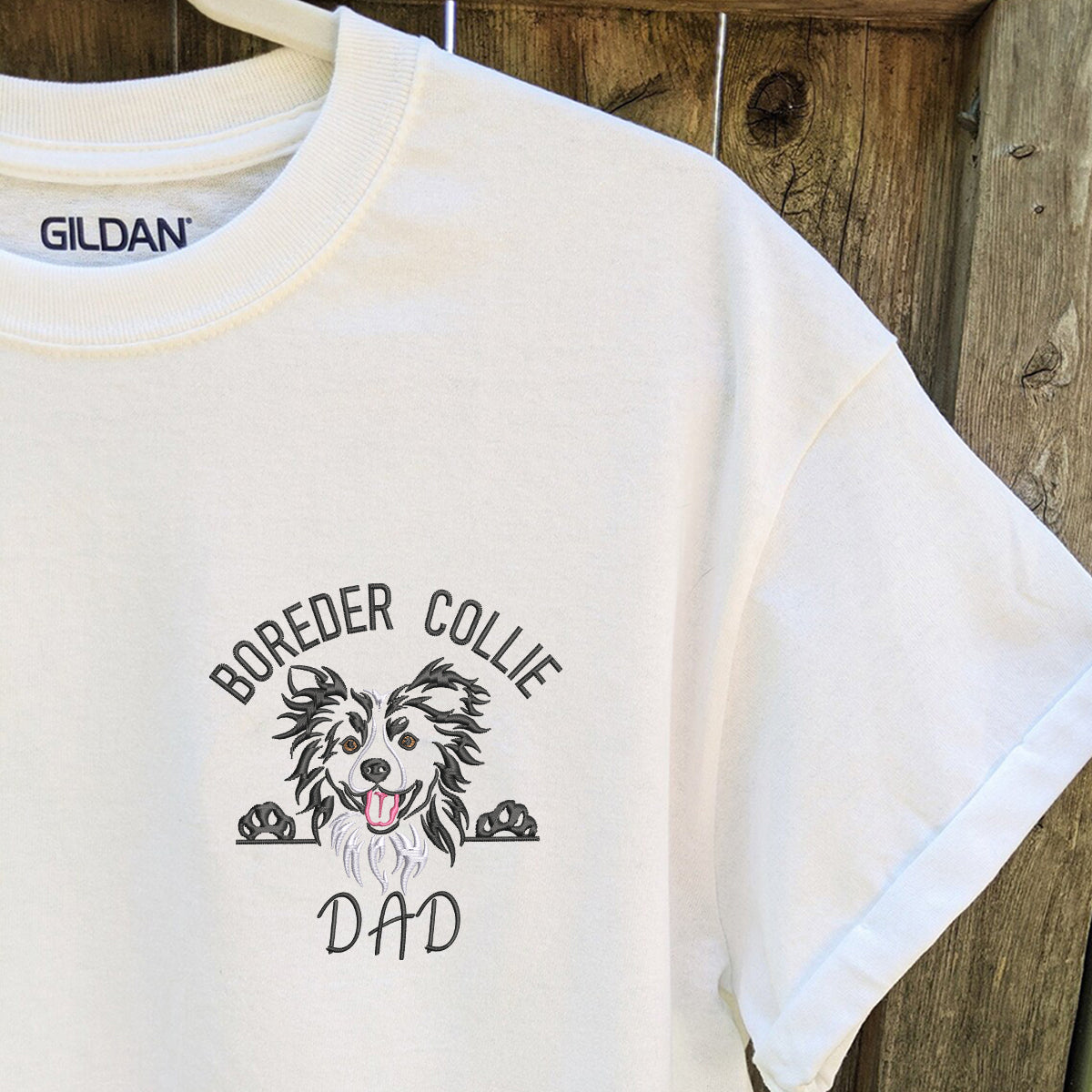 Custom Border Collie Dog Dad Embroidered Collar Shirt, Personalized Shirt with Dog Name, Best Gifts For Boxer Lovers em4