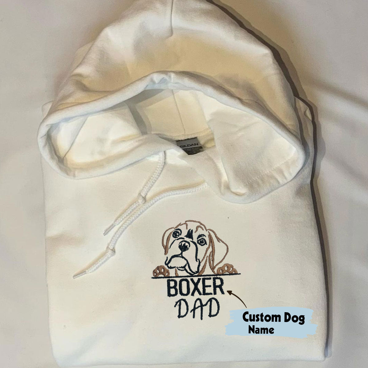 Custom Boxer Dog Dad Embroidered Hoodie, Personalized Hoodie with Dog Name, Best Gifts For Boxer Lovers em5