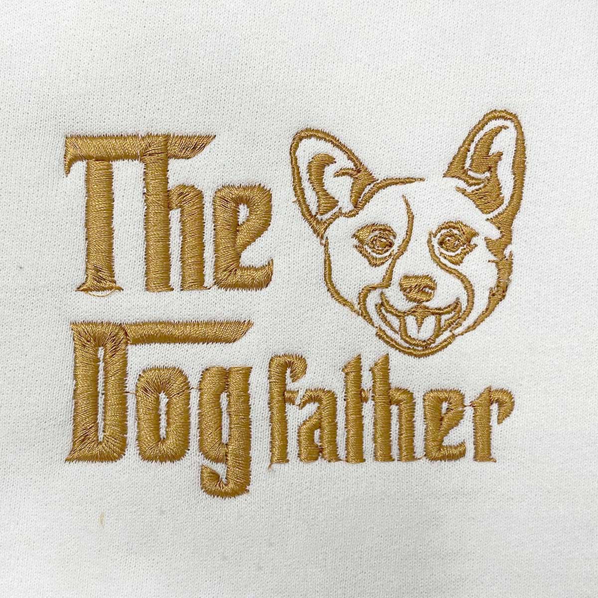 Custom Corgi Dog Dad Sweatshirt Embroidered Collar, Personalized The DogFather Sweatshirt Corgi, Best Gifts For Corgi Lovers em5