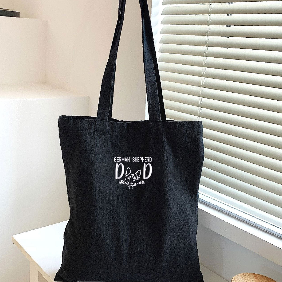 Custom German Shepherd Dog Dad Embroidered Tote Bag, Personalized Tote Bag with Dog Name, Gifts For German Shepherd Lovers em1