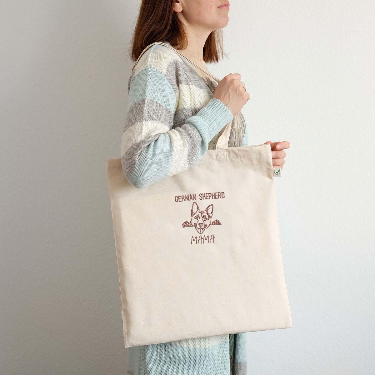Custom German Shepherd Dog Mama Embroidered Tote Bag, Personalized Tote Bag with Dog Name, Gifts For German Shepherd Lovers em3