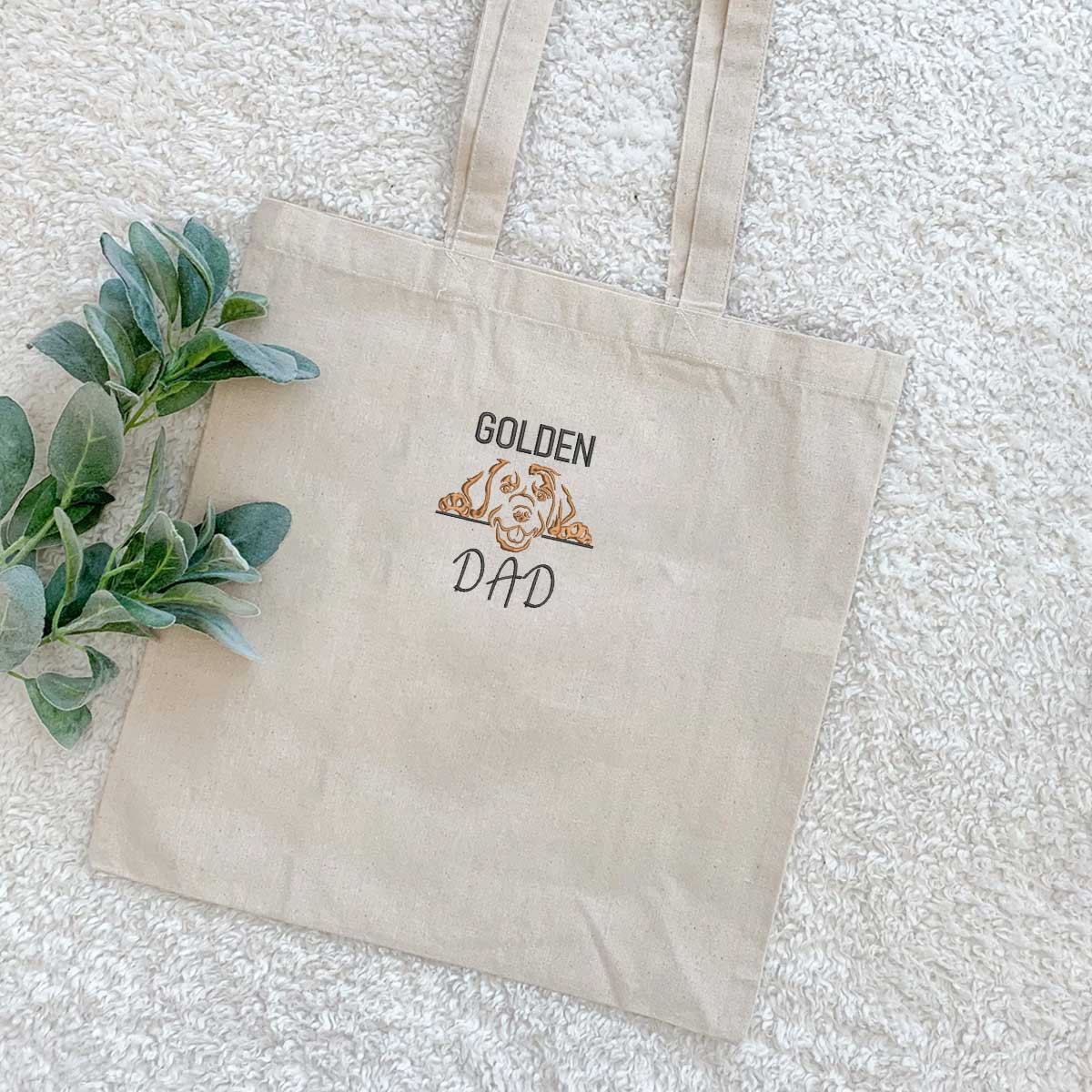 Custom Golden Retriever Dog Dad Embroidered Tote Bag, Personalized Tote Bag with Dog Name, Perfect Gifts for Golden Retriever Lovers em2