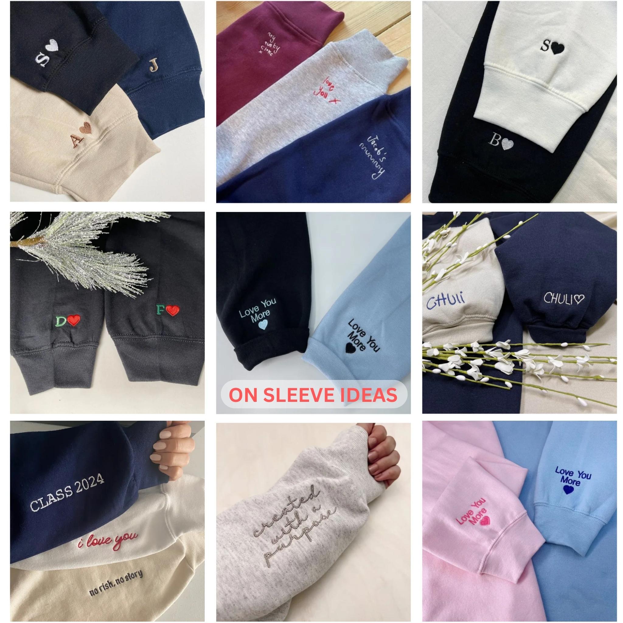 Father's Day Gift Ideas from Wife, Custom Daddy Sweatshirts with Names, Personalized Father Sweatshirt Embroidered Sleeve em3