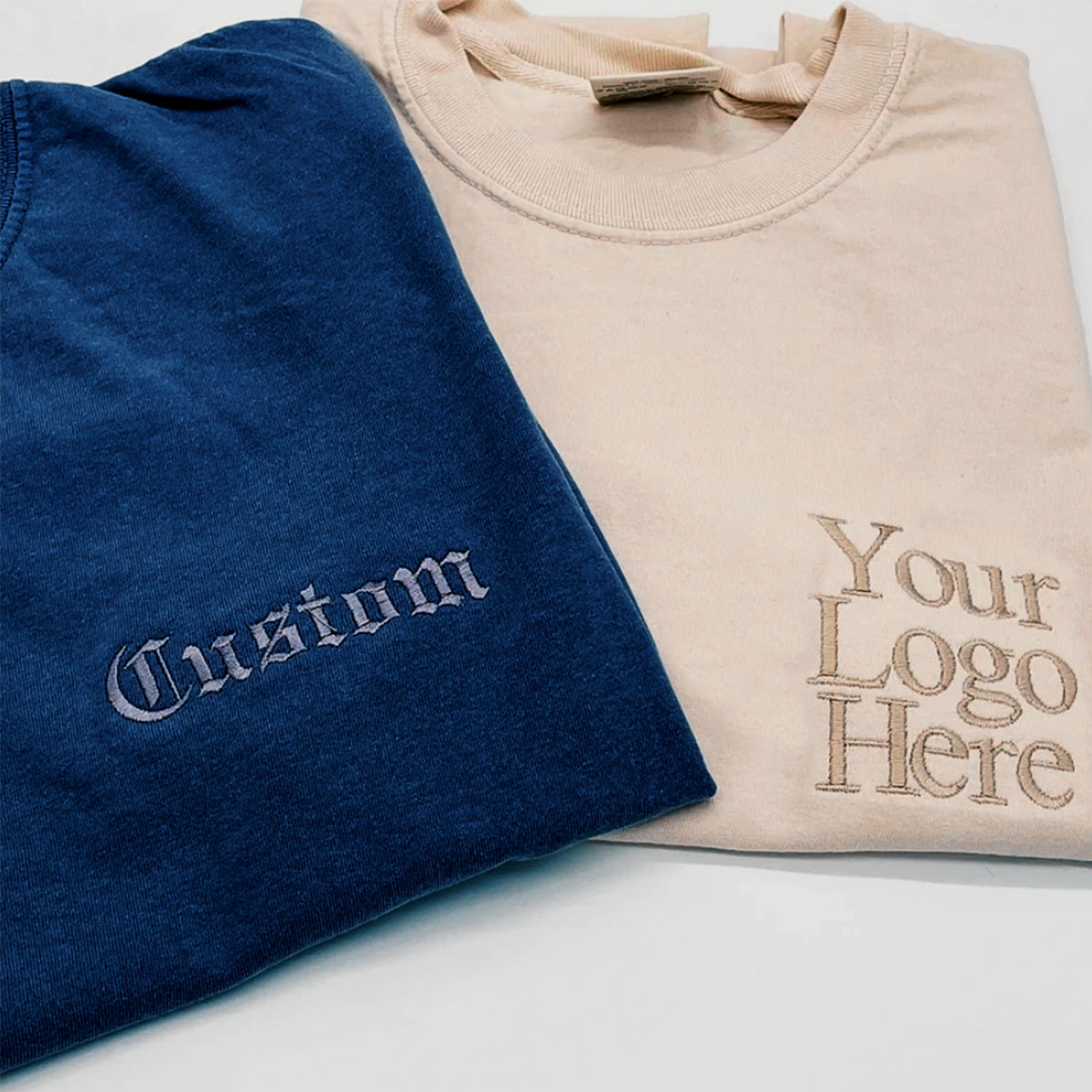 Custom Embroidered Tee, Personalized "ANY TEXT HERE" Logo Shirt, Sweatshirt, Hoodies em2