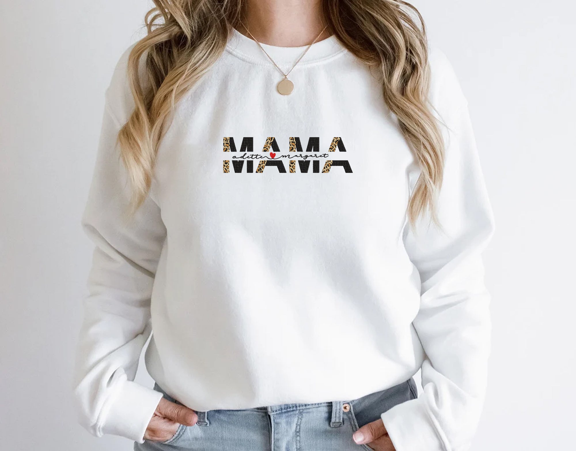 Custom Mama Leopard Sweatshirt With Kids Names em5