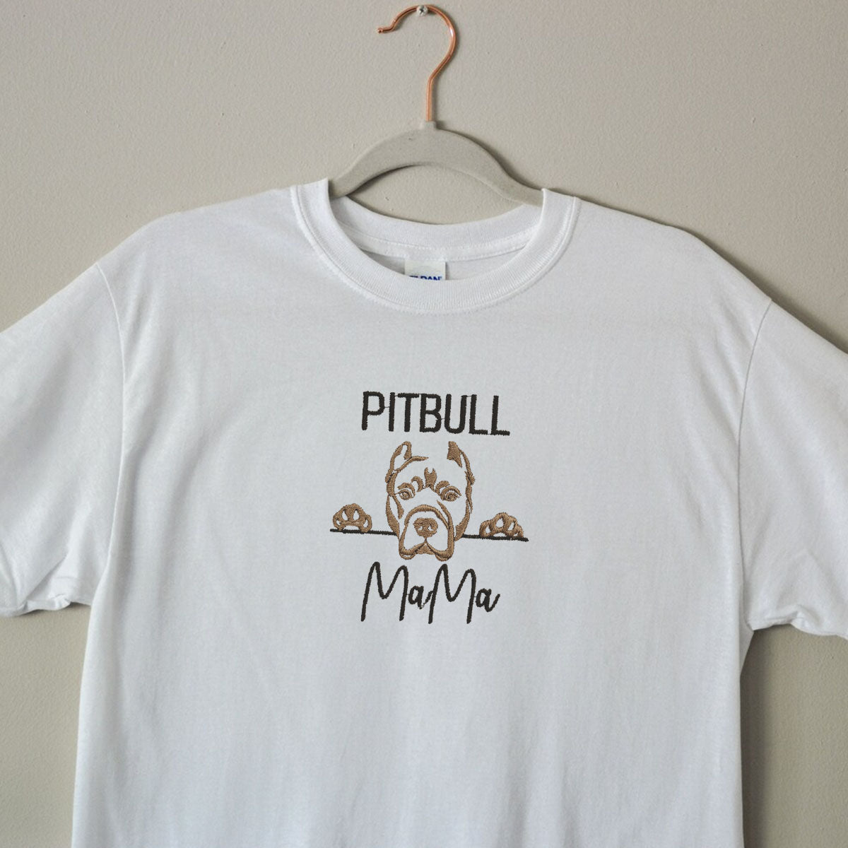 Custom Pitbull Dog Mama Embroidered Collar Shirt, Personalized Shirt with Dog Name, Best Gifts for Pitbull Lovers em1