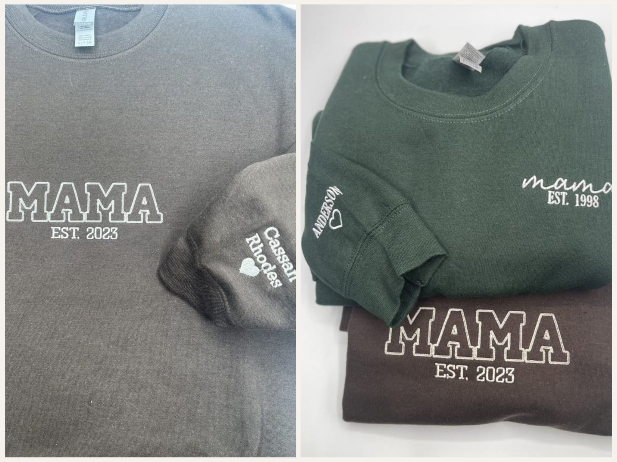 Custom Varsity Letter Sweatshirt Hoodie, Custom Wifey Embroidered Sweatshirt with EST Date, Initial on Sleeve em4