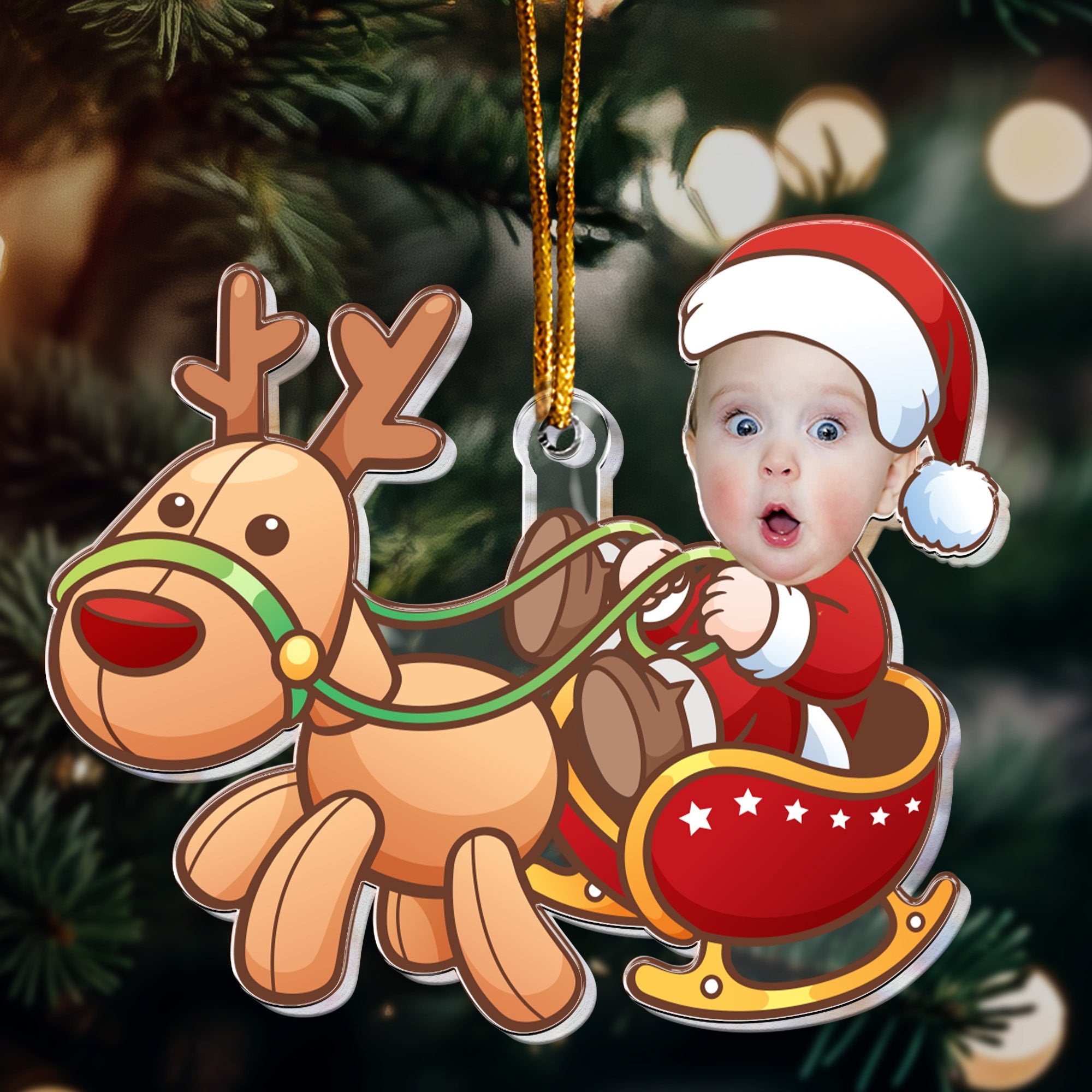 Cute Baby Santa - Personalized Acrylic Photo Ornament ORNA1210