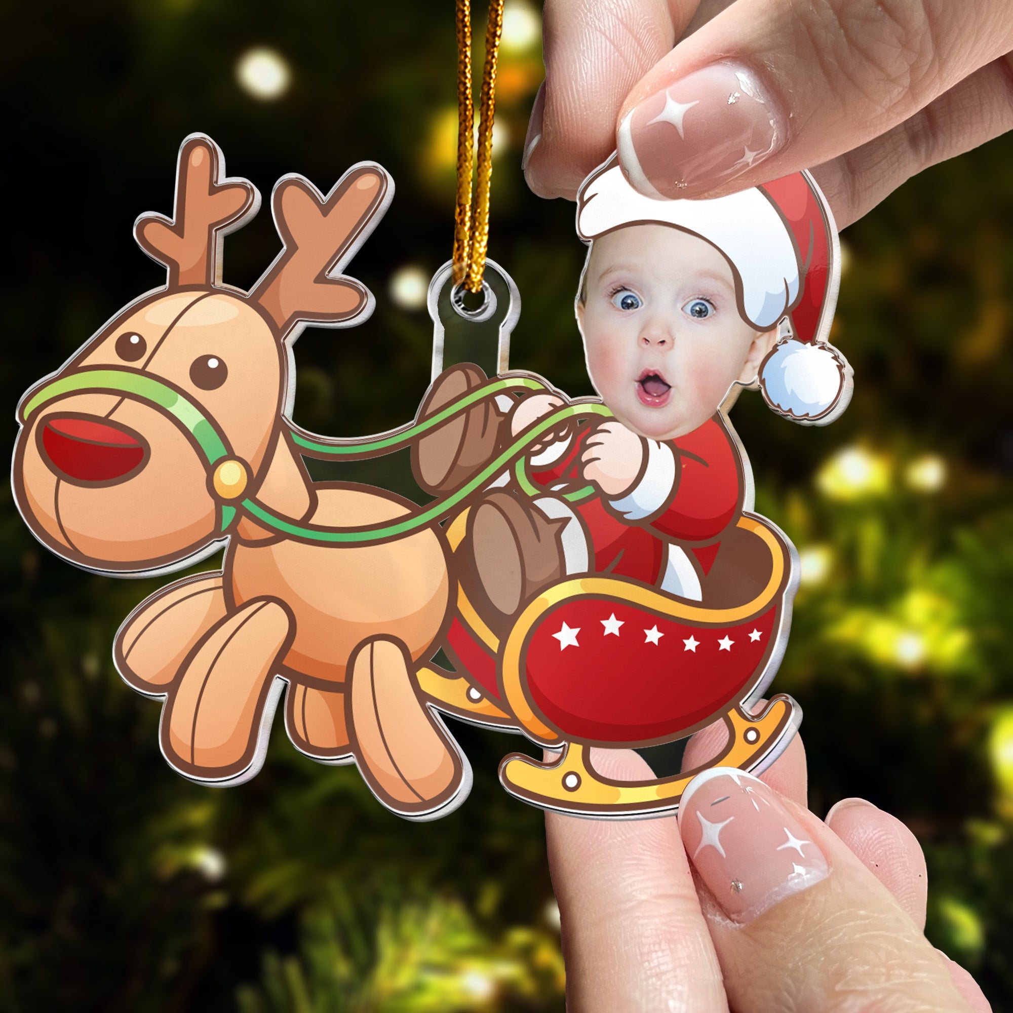 Cute Baby Santa - Personalized Acrylic Photo Ornament ORN0810