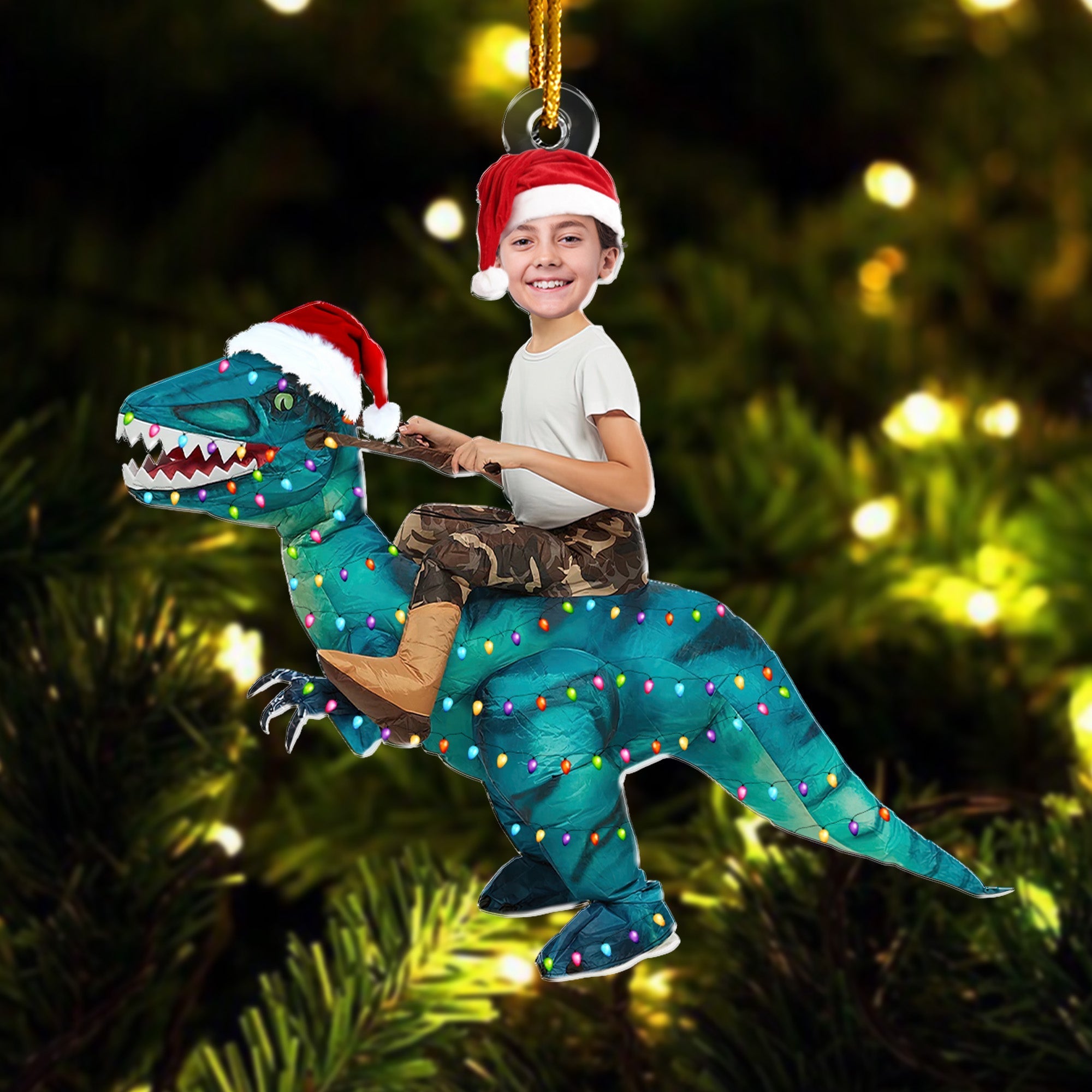 Cute Kid Xmas Dinosaur Unicorn Flamingo Alien - Personalized Kids Photo Ornament ORNA1210