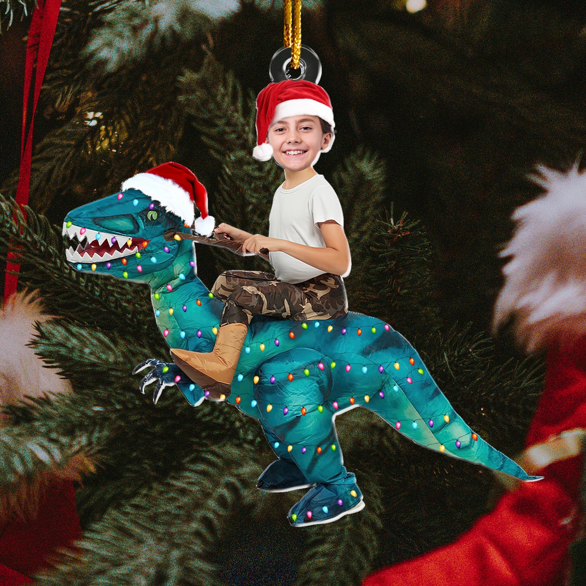 Cute Kid Xmas Dinosaur Unicorn Flamingo Alien - Personalized Kids Photo Ornament ORNA1210