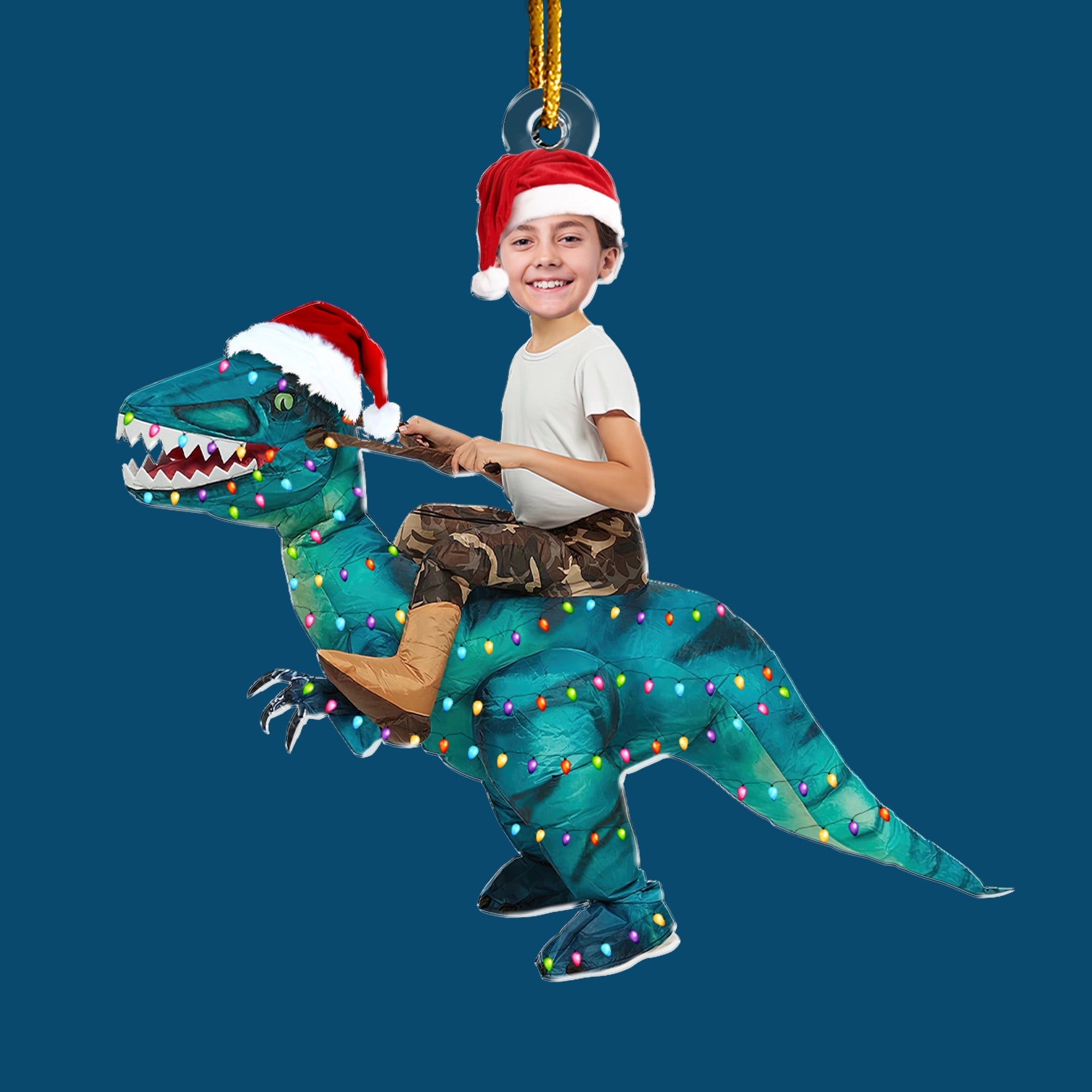 Cute Kid Xmas Dinosaur Unicorn Flamingo Alien - Personalized Kids Photo Ornament ORNA1210
