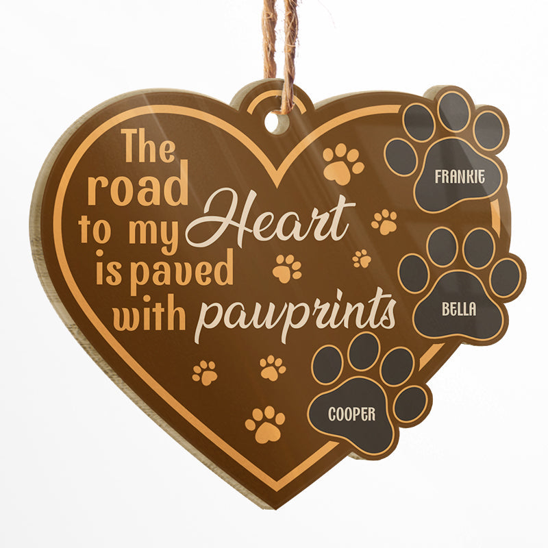 My Heart Is Paved With Pawprints - Dog Memorial Gift - Personalized Custom Heart Acrylic Ornament ORNA1210