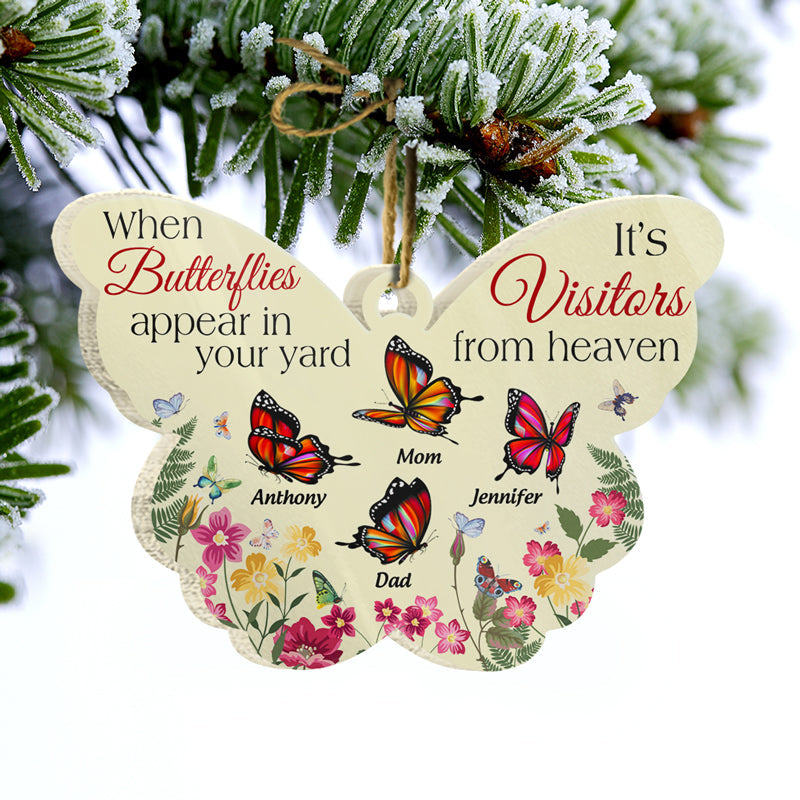 A Butterfly A Visitor From Heaven - Memorial Gift - Personalized Custom Butterfly Acrylic Ornament ORNA1210