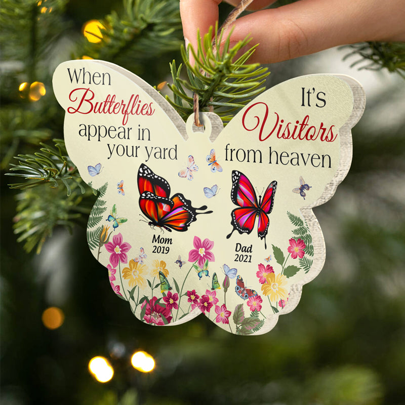 A Butterfly A Visitor From Heaven - Memorial Gift - Personalized Custom Butterfly Acrylic Ornament ORNA1210