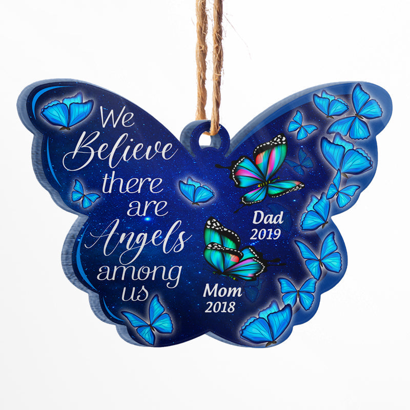 Butterfly Memorial There Are Angles Among Us - Memorial Gift - Personalized Custom Butterfly Acrylic Ornament ORNA1210