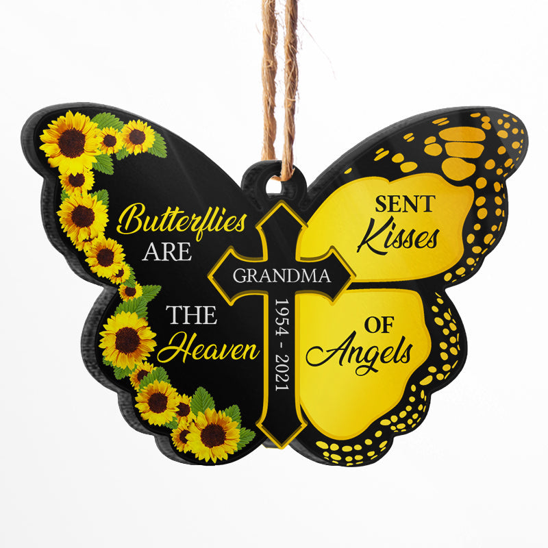 Butterflies Are Kisses Of Angels - Memorial Gift - Personalized Custom Butterfly Acrylic Ornament ORNA1210