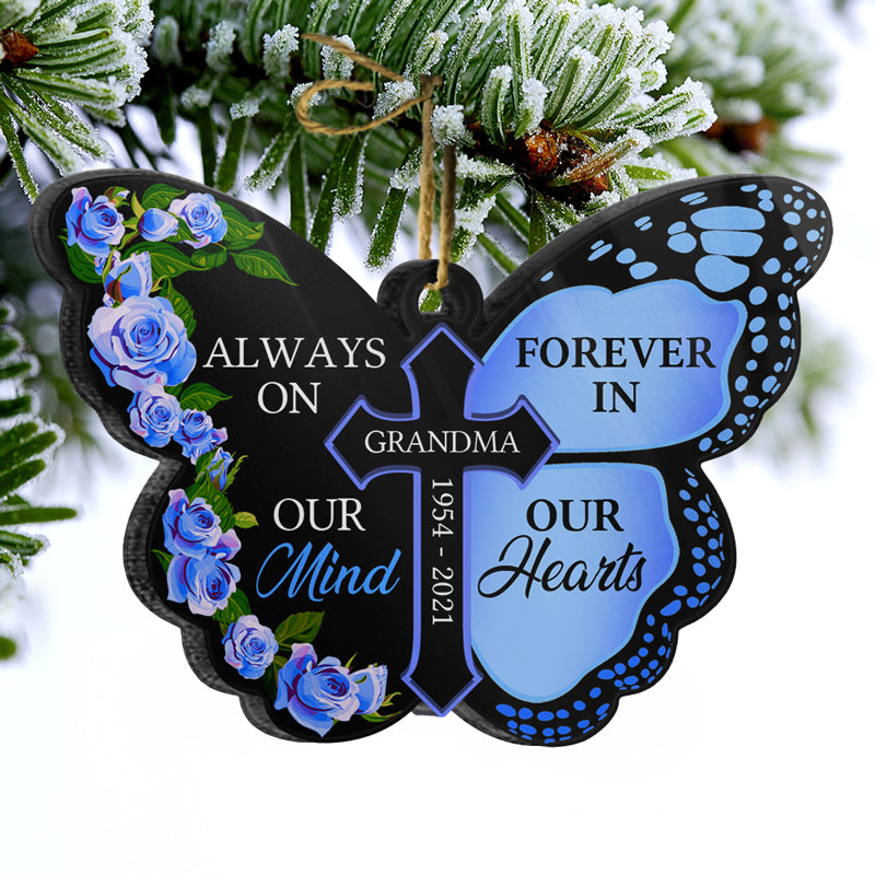 Forever In Our Hearts - Memorial Gift - Personalized Custom Butterfly Acrylic Ornament ORNA1210