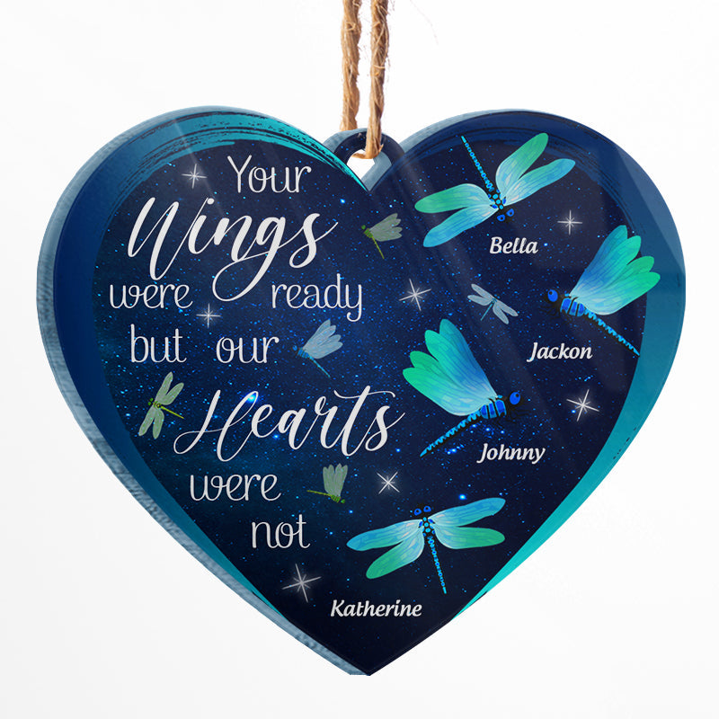 Dragonfly Your Wings Were Ready - Memorial Gift - Personalized Custom Heart Acrylic Ornament ORNA1210