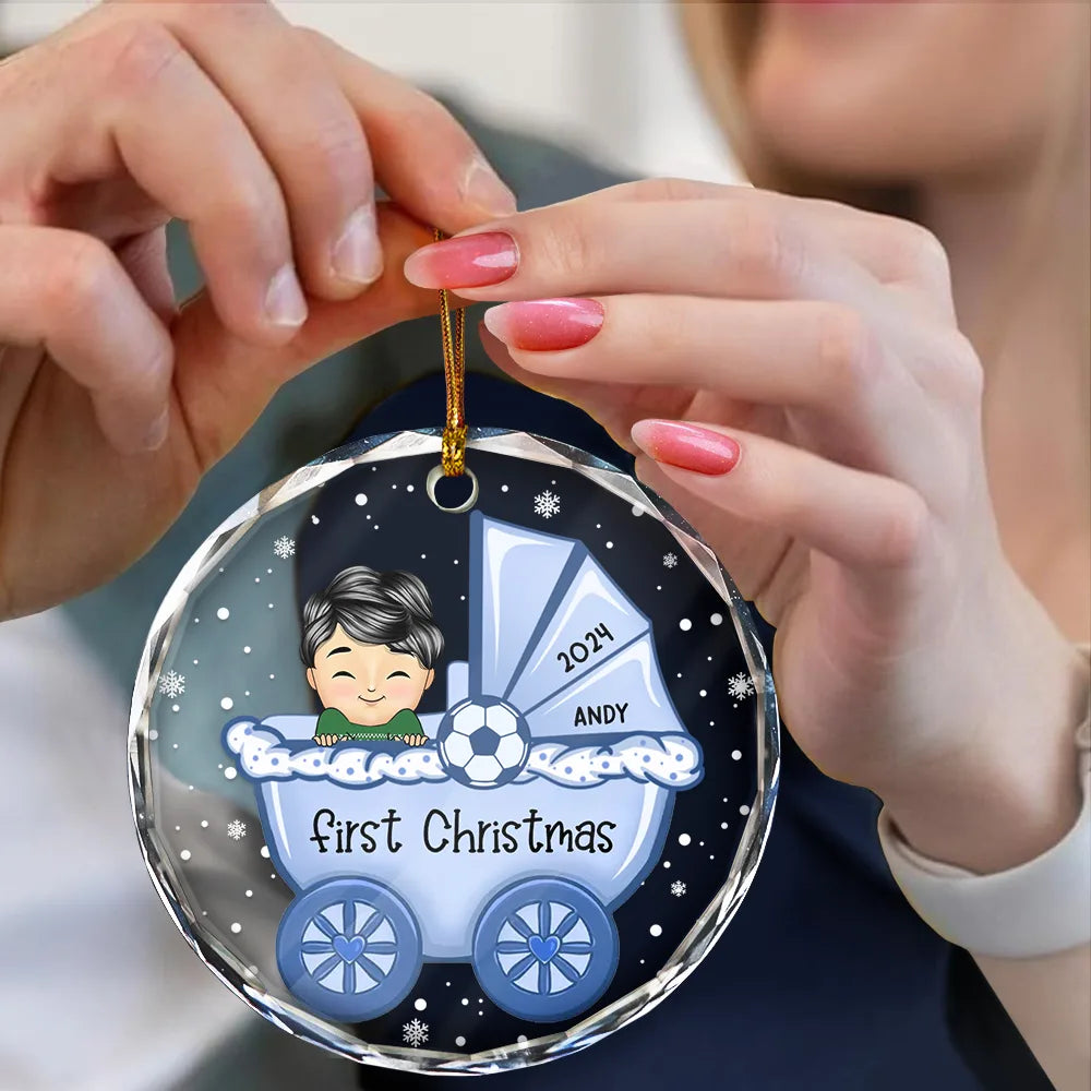 Baby First Christmas - Personalized Circle Glass Ornament ORNA1210