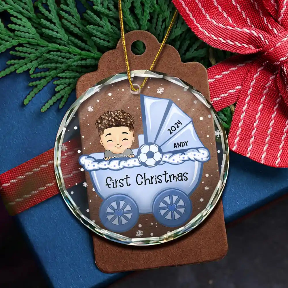 Baby First Christmas - Personalized Circle Glass Ornament ORNA1210