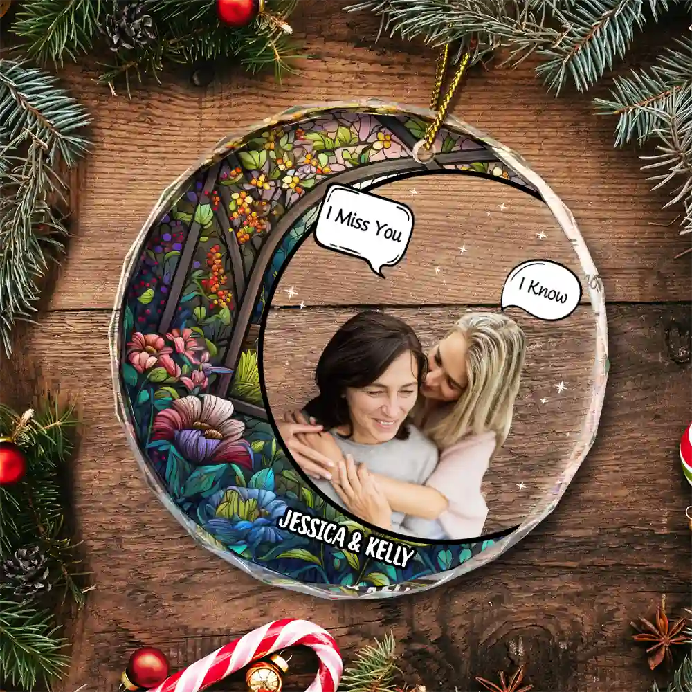 Custom Photo I Miss You I Know Memorial - Personalized Circle Glass Ornament ORNA1210