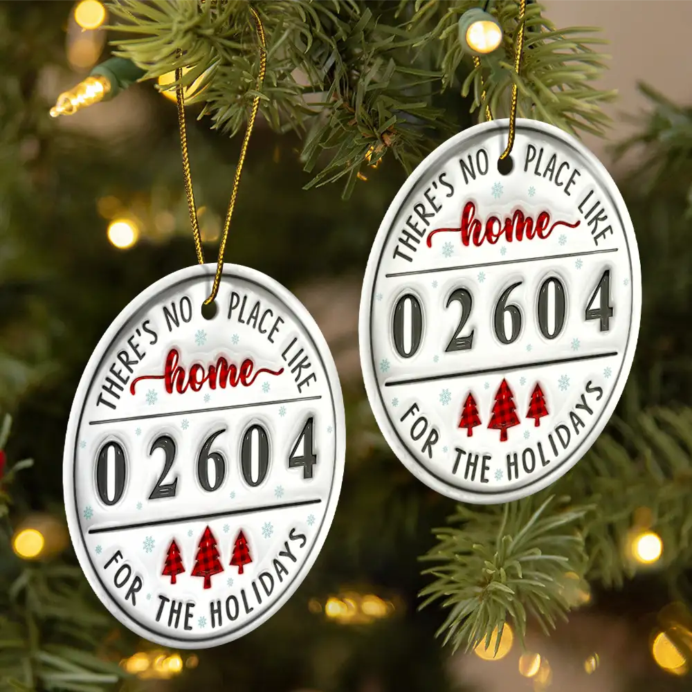 No Place Like Home Family - 3D Inflated Effect Printed Ornament, Personalized Circle Ceramic Ornament ORNA1210